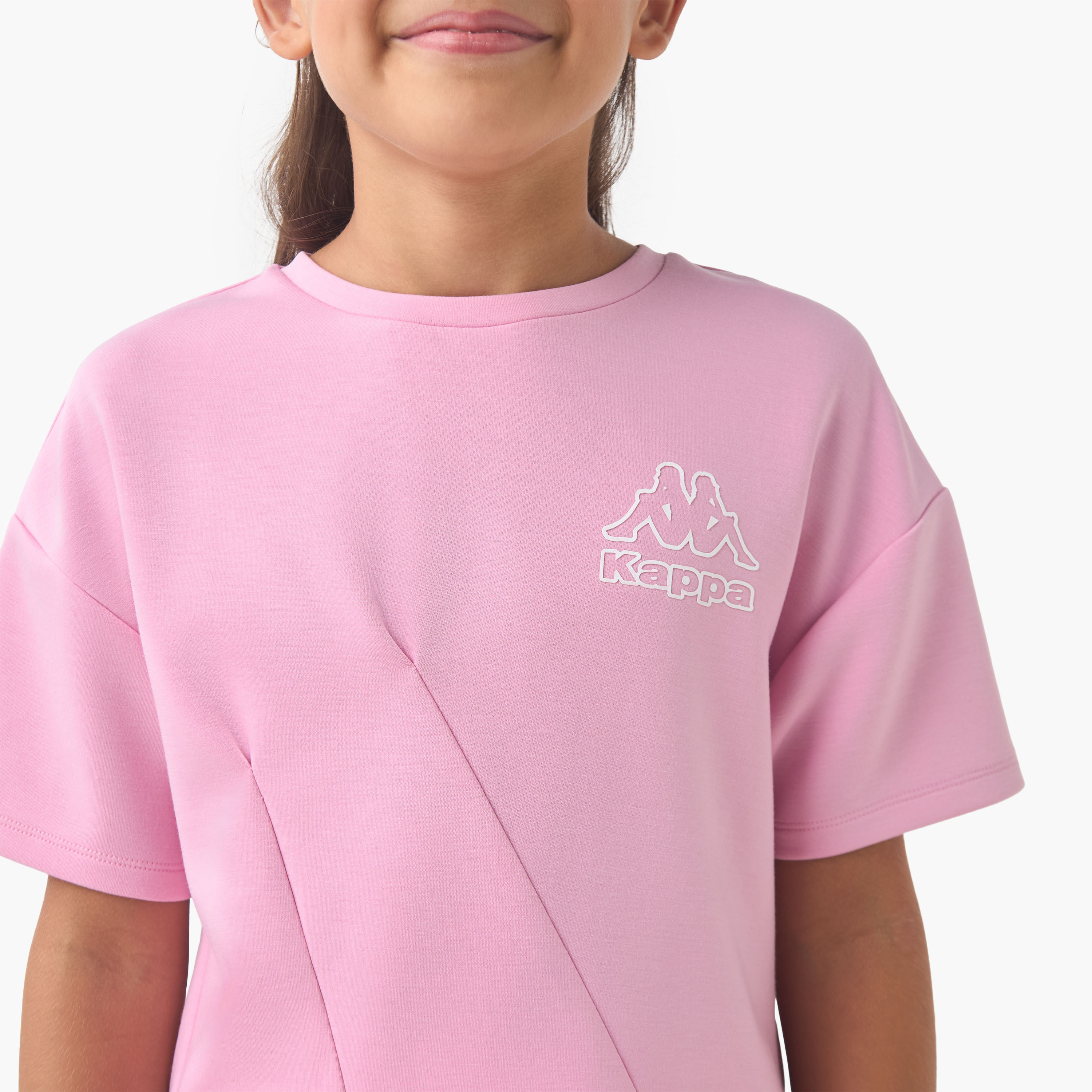 تيشيرت قطن بياقة ضيقة وأكمام قصيرة وكسرات للبنات من كابا-sports-girls-clothing-tops-image-4