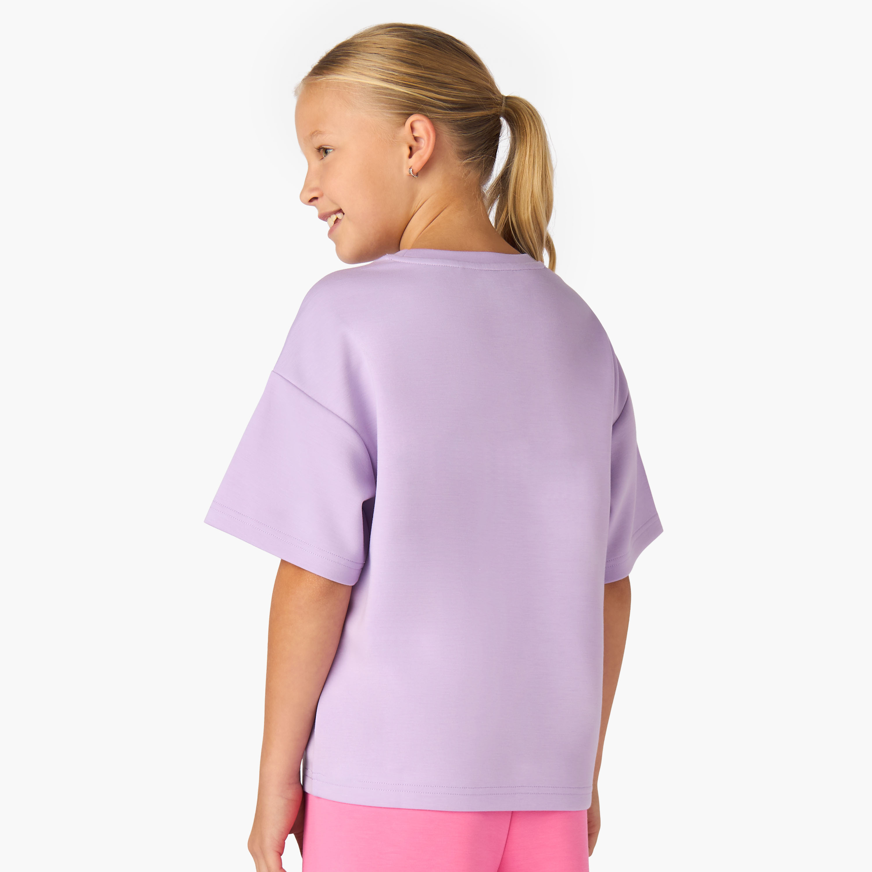Kappa Girls Crew Neck T-shirt with Logo Print - Cotton - Drop Shoulder Sleeves-sports-girls-clothing-tops-image-3
