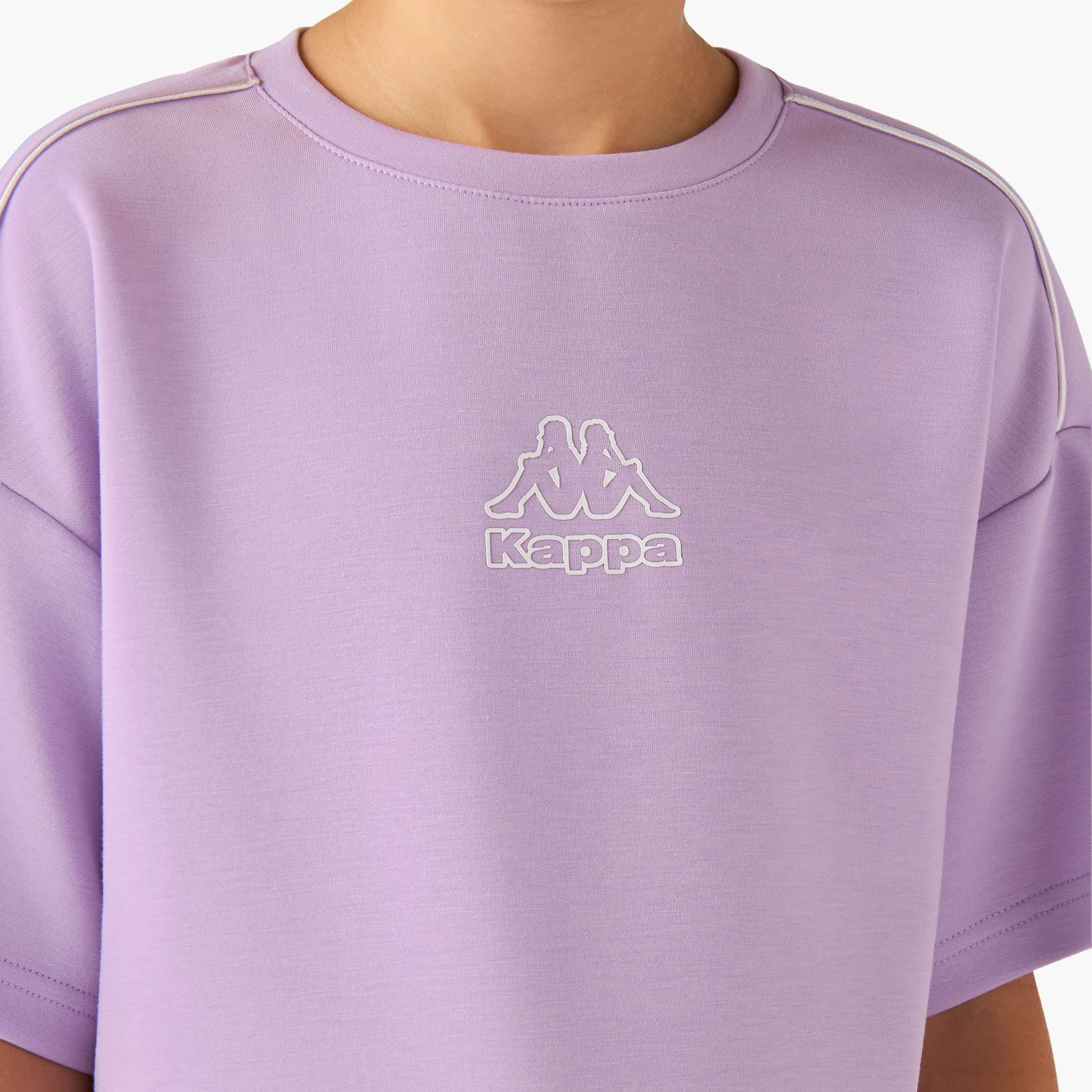 Kappa Girls Crew Neck T-shirt with Logo Print - Cotton - Drop Shoulder Sleeves-sports-girls-clothing-tops-image-5