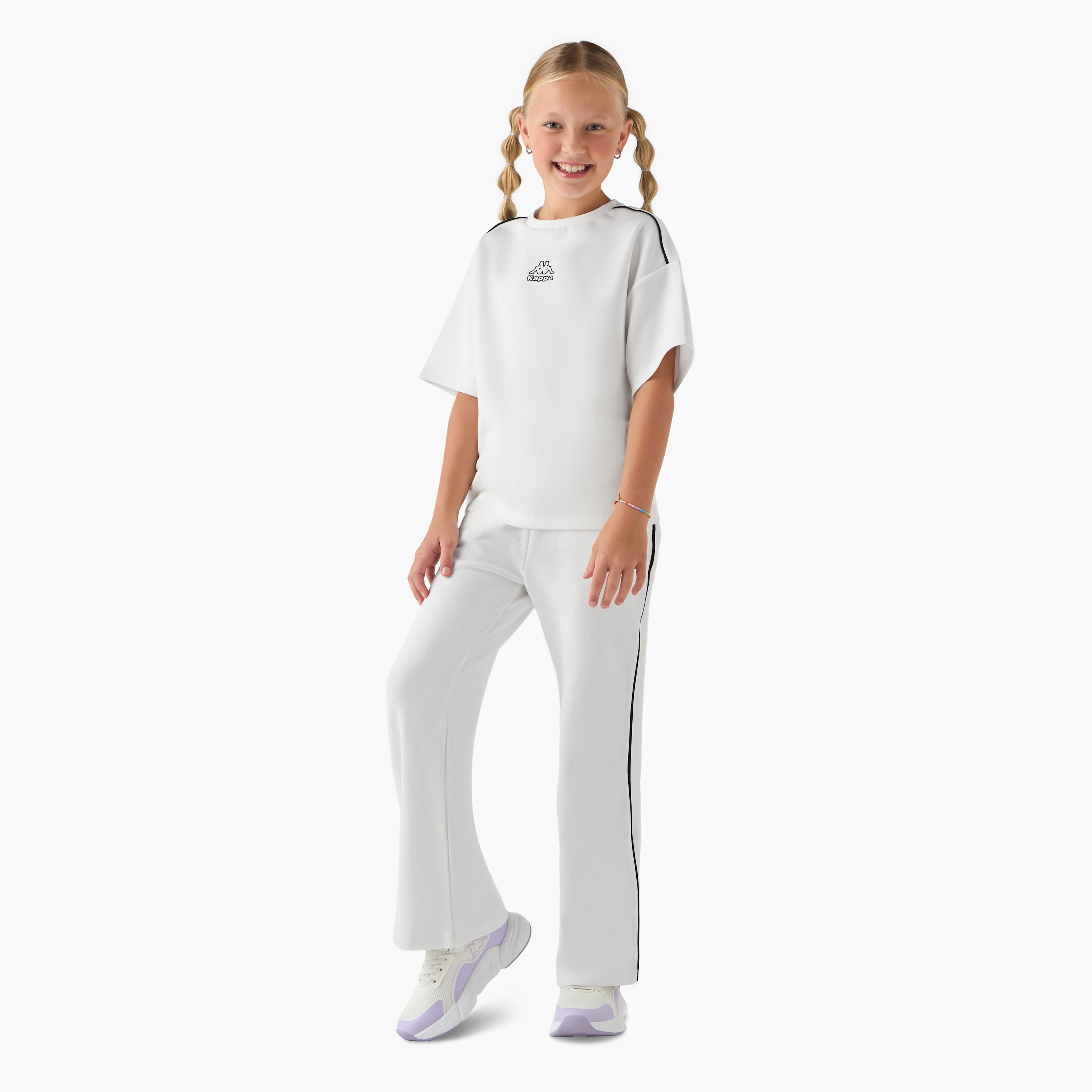 Kappa Girls Crew Neck T-shirt with Logo Print - Cotton - Drop Shoulder Sleeves-sports-girls-clothing-tops-image-2