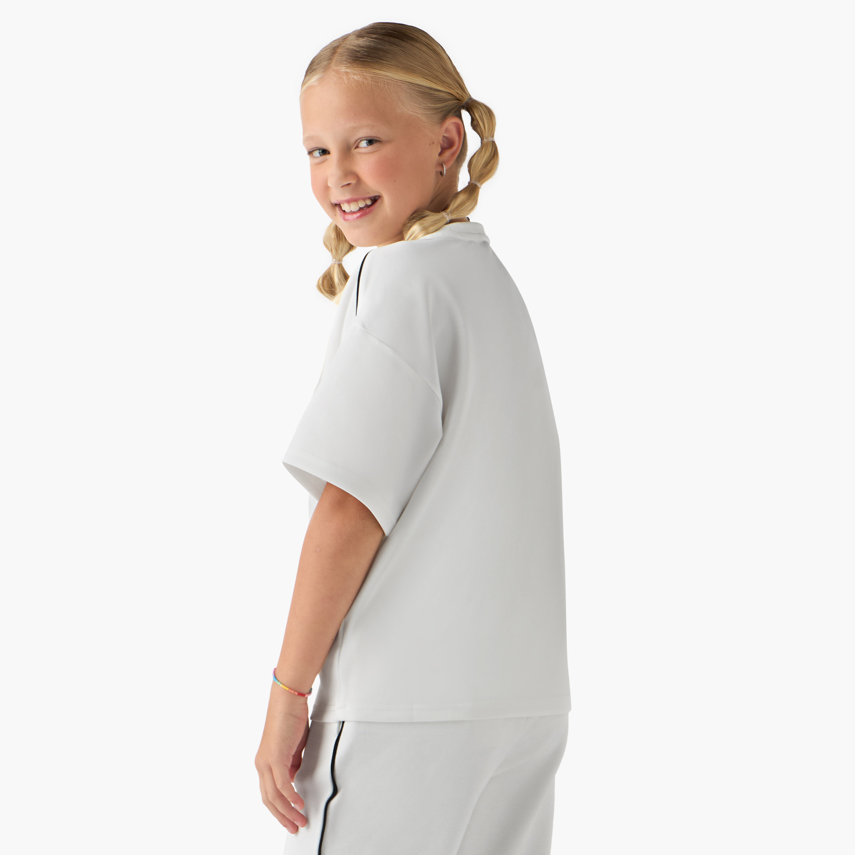 Kappa Girls Crew Neck T-shirt with Logo Print - Cotton - Drop Shoulder Sleeves-sports-girls-clothing-tops-image-3