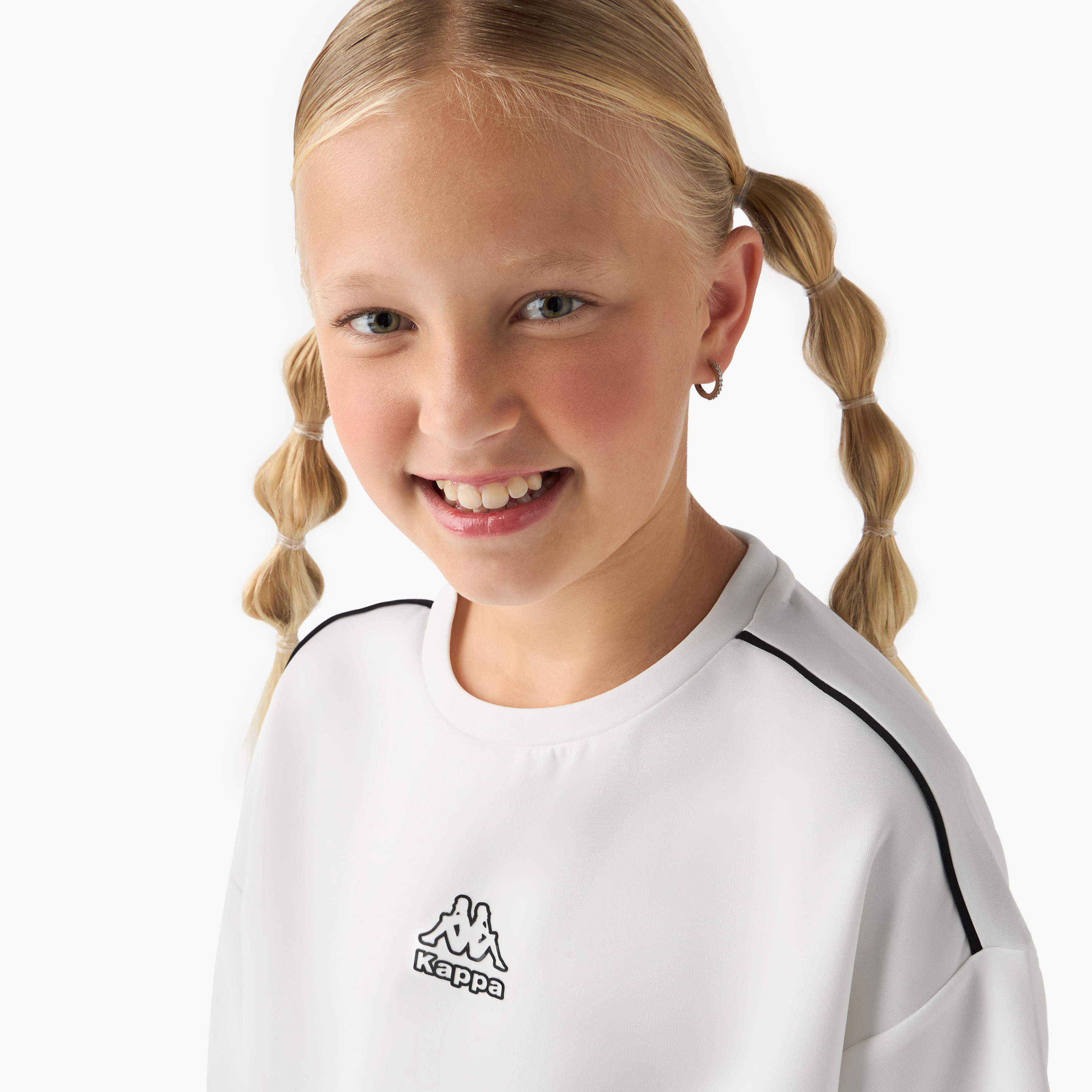 Kappa Girls Crew Neck T-shirt with Logo Print - Cotton - Drop Shoulder Sleeves-sports-girls-clothing-tops-image-4