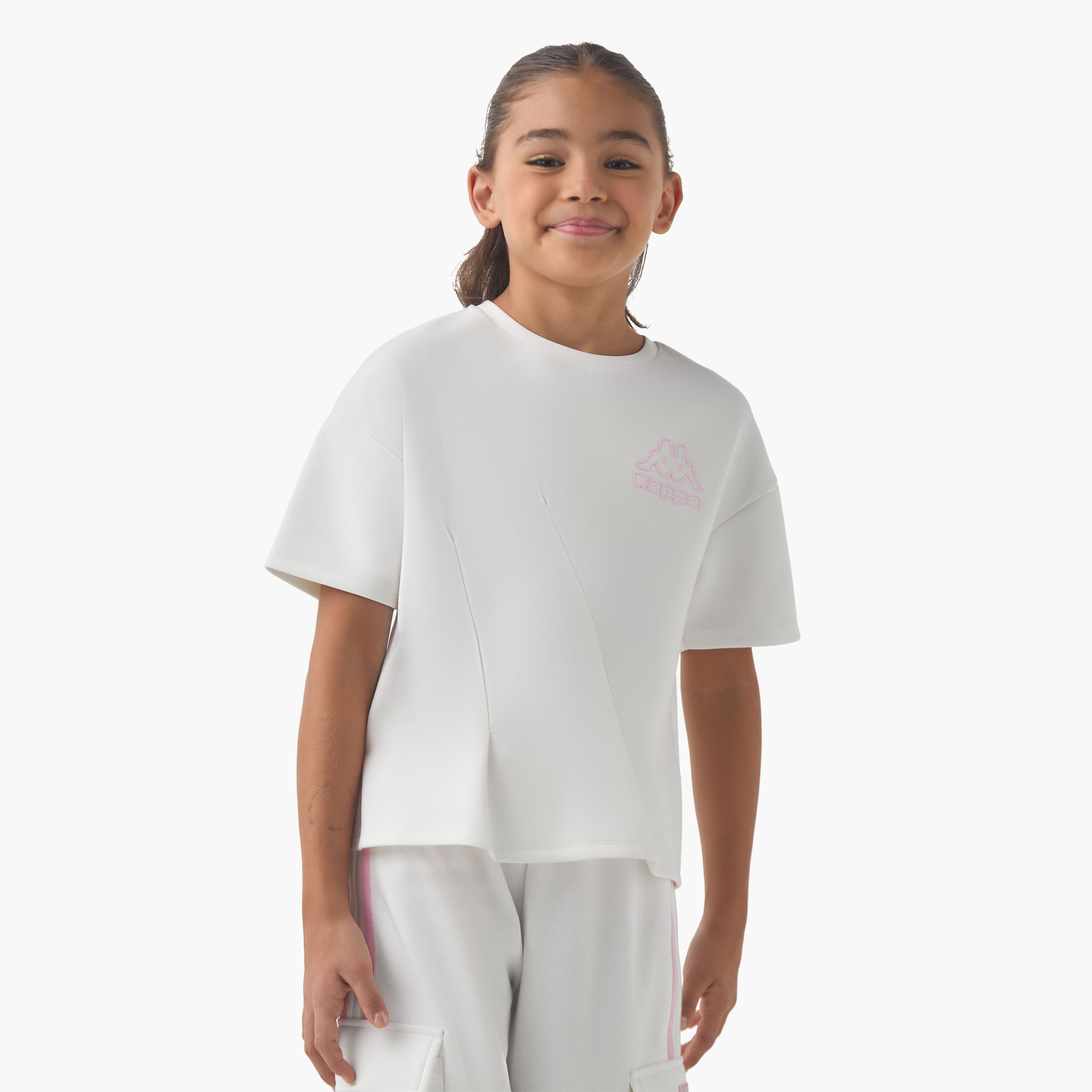 Kappa Girls Crew Neck T-shirt with Pleat Detail - Cotton - Short Sleeves-sports-girls-clothing-tops-image-1