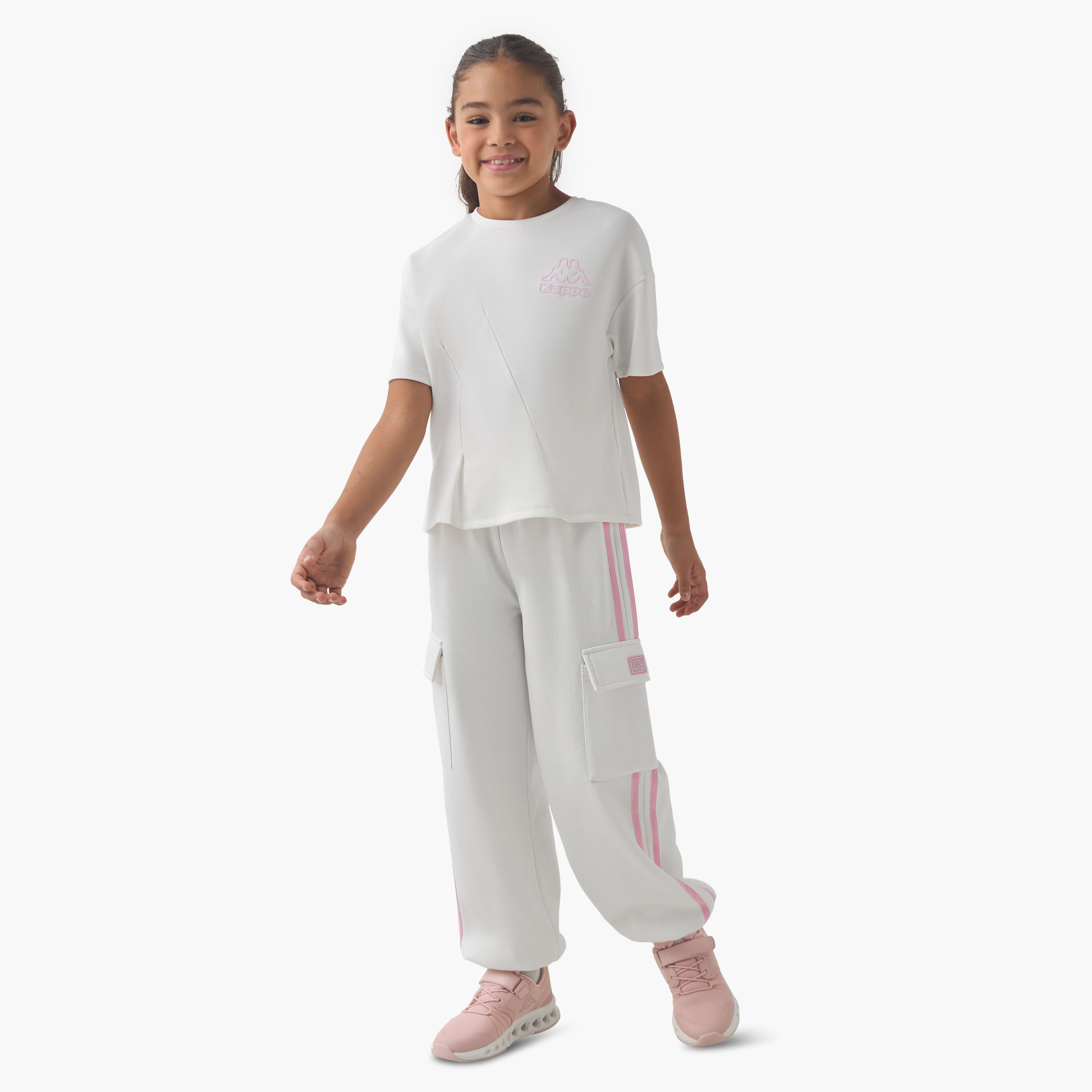 Kappa Girls Crew Neck T-shirt with Pleat Detail - Cotton - Short Sleeves-sports-girls-clothing-tops-image-2