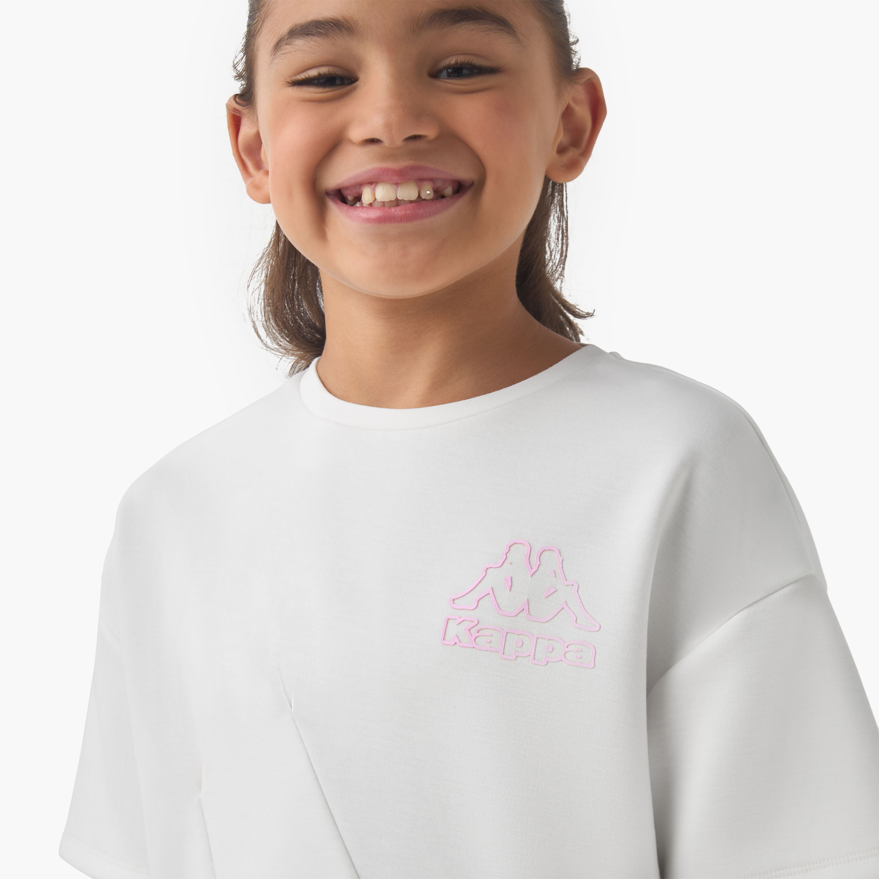 Kappa Girls Crew Neck T-shirt with Pleat Detail - Cotton - Short Sleeves-sports-girls-clothing-tops-image-4