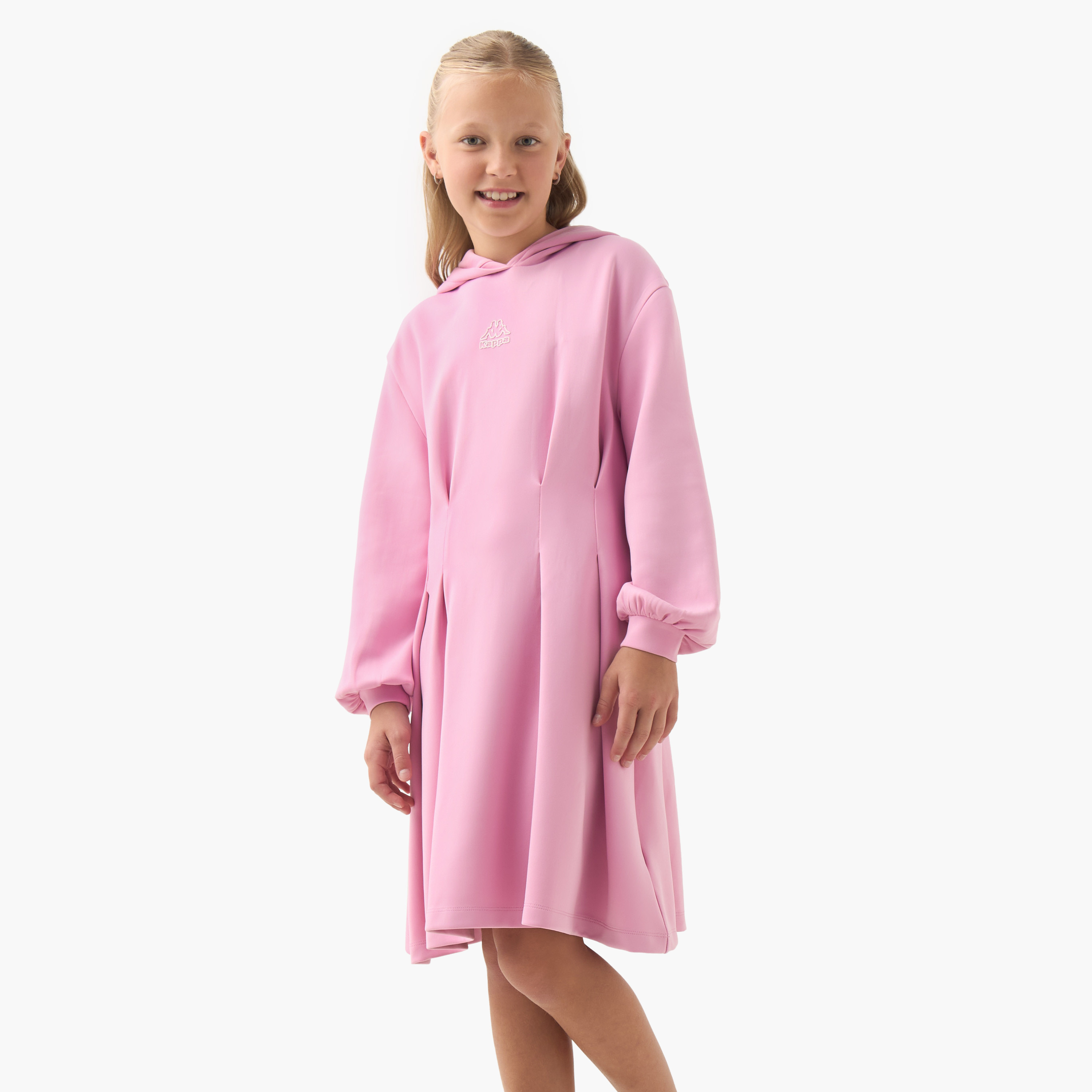 Kappa Hooded Long Sleeves Knee Length Dress with Pleats-girls-clothing-dressesandjumpsuits-image-1