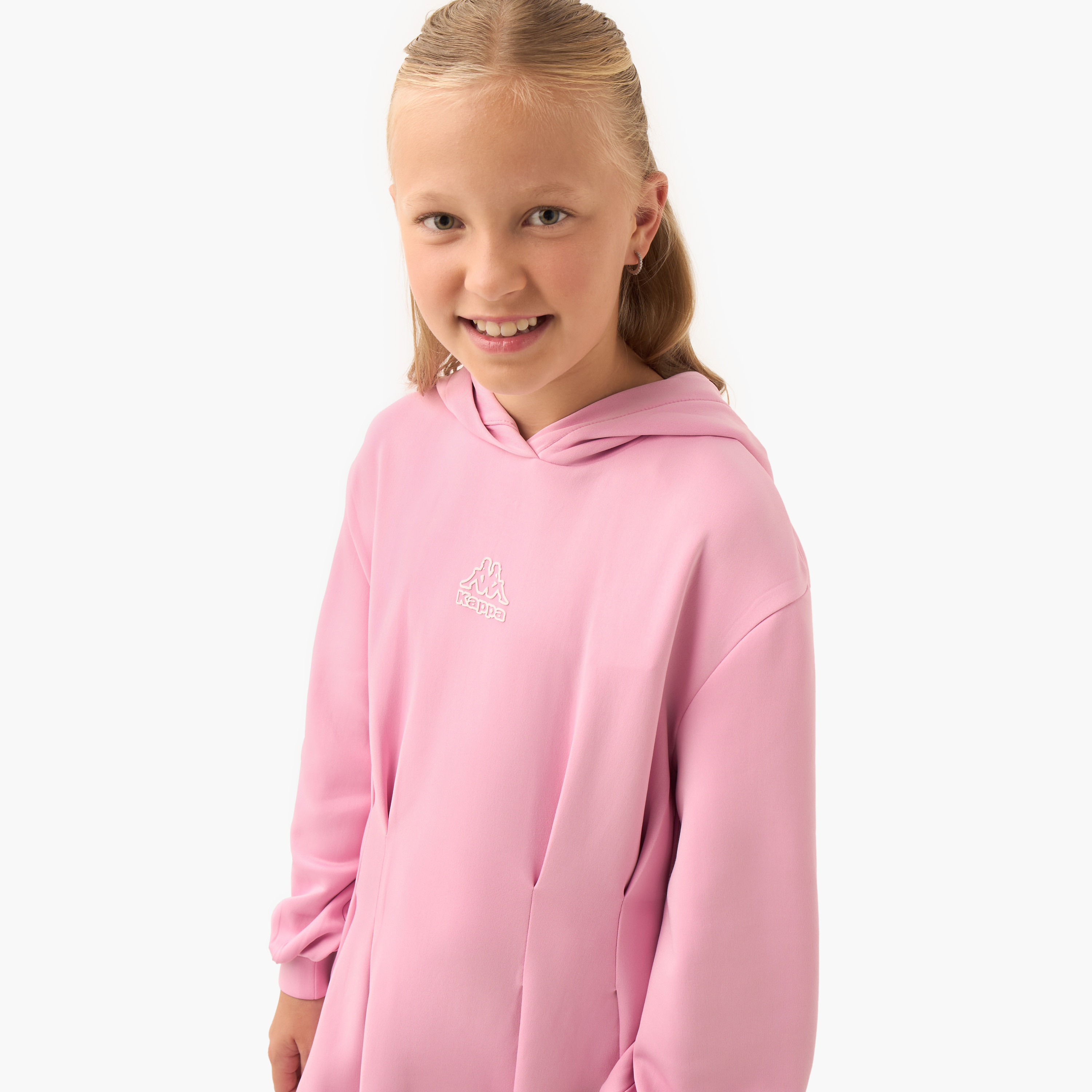 Kappa Hooded Long Sleeves Knee Length Dress with Pleats-girls-clothing-dressesandjumpsuits-image-4