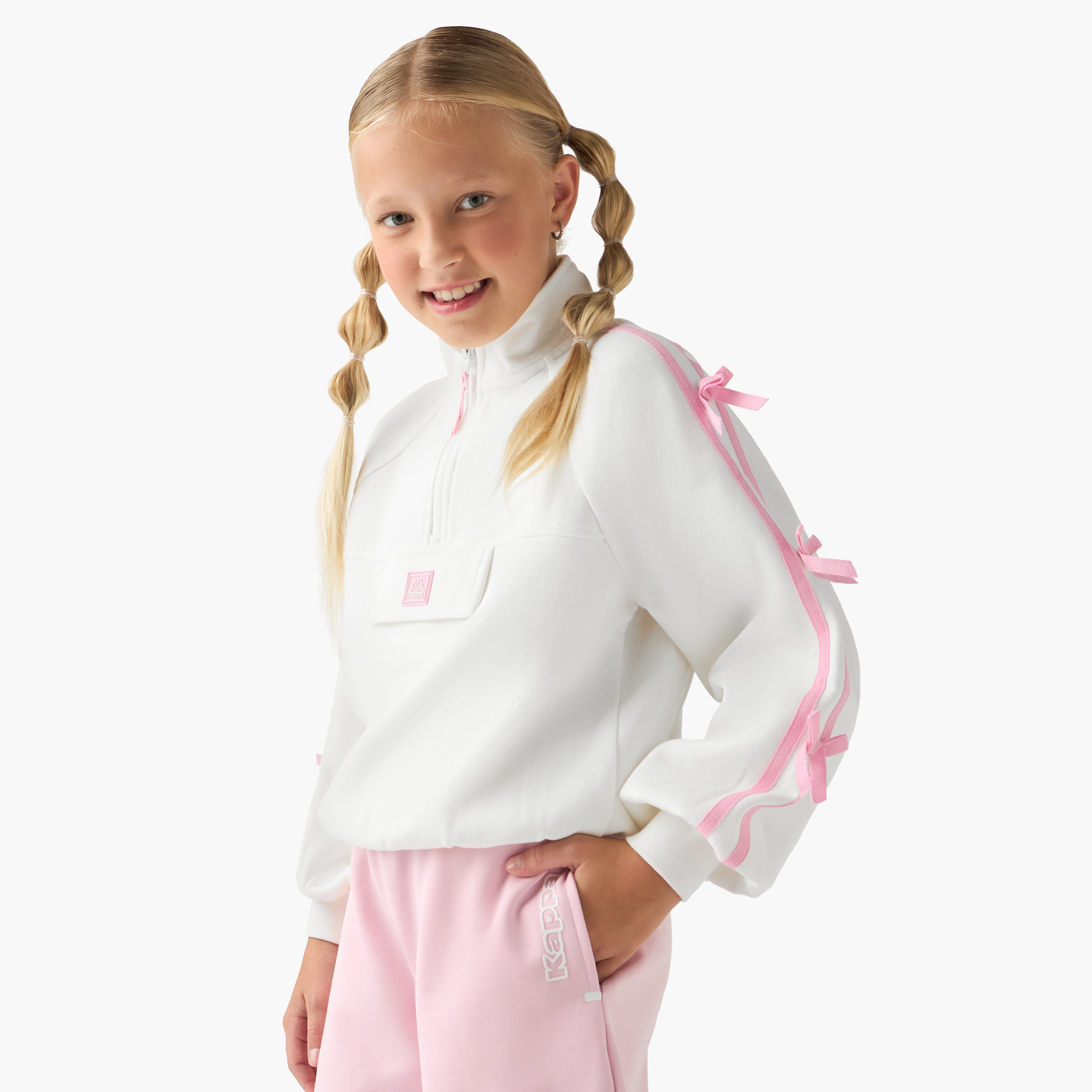 سويت شيرت بأكمام طويلة ونصف سحاب إغلاق وتزيينات دب من كابا-girls-clothing-jacketsandcoats-image-5