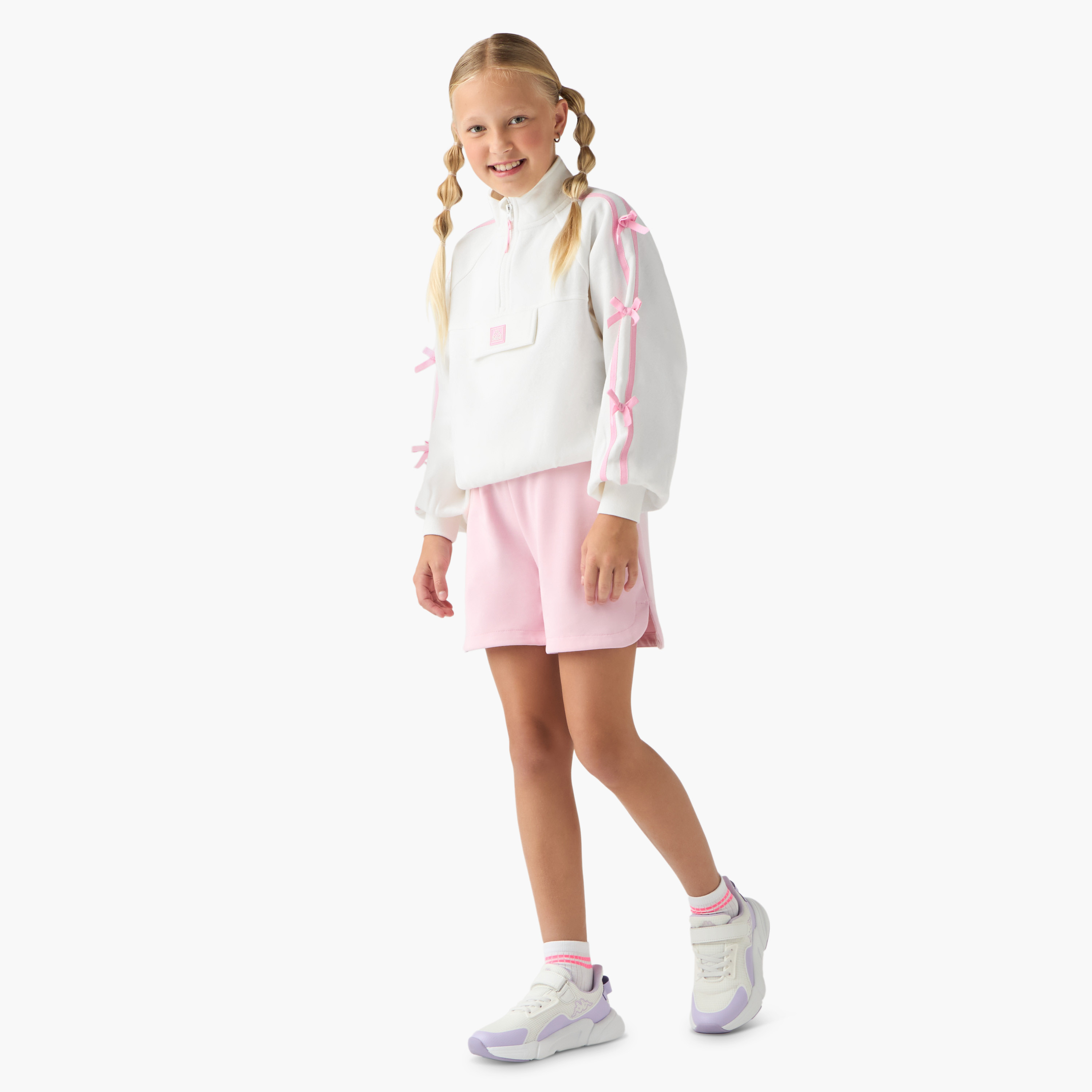 سويت شيرت بأكمام طويلة ونصف سحاب إغلاق وتزيينات دب من كابا-girls-clothing-jacketsandcoats-image-4