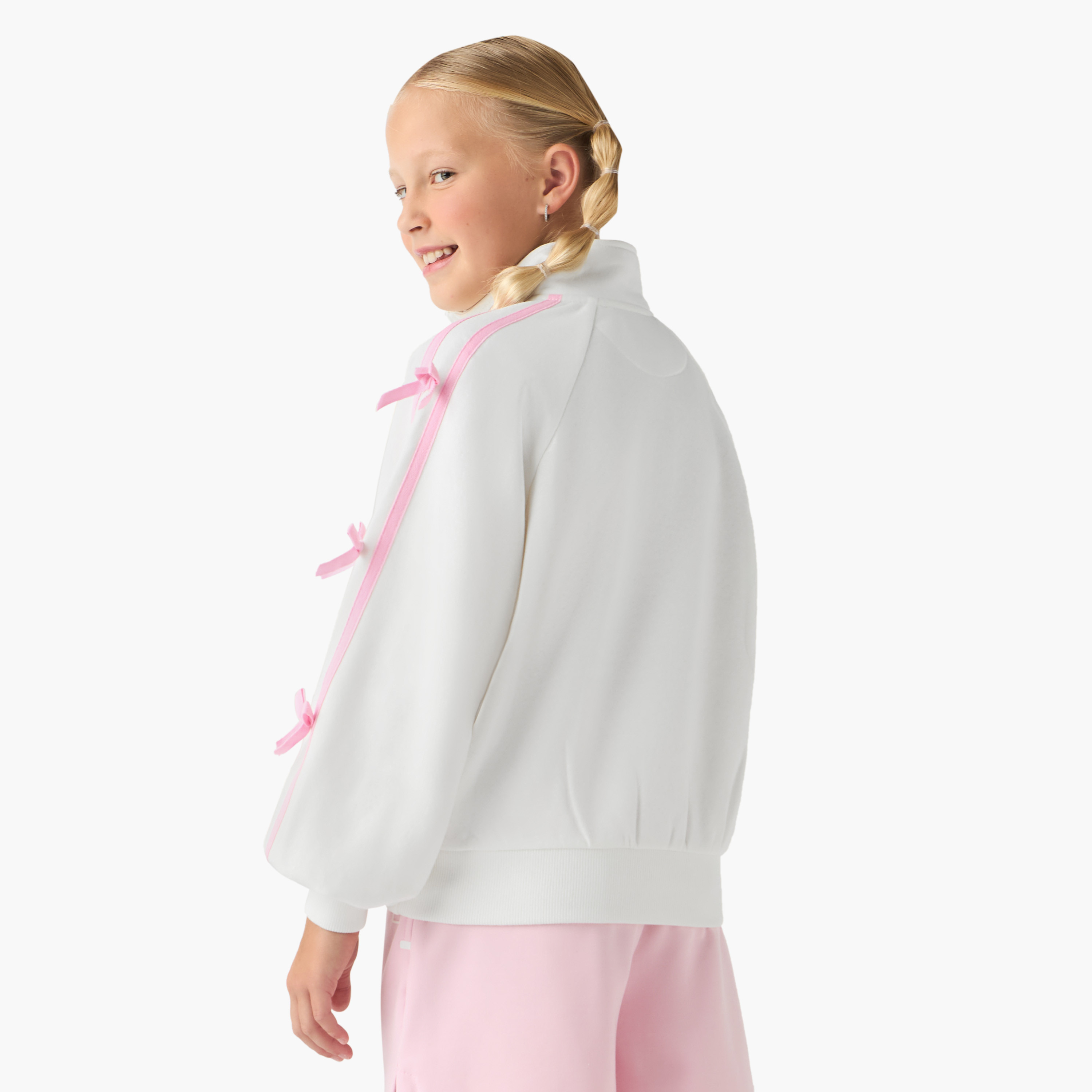 سويت شيرت بأكمام طويلة ونصف سحاب إغلاق وتزيينات دب من كابا-girls-clothing-jacketsandcoats-image-3