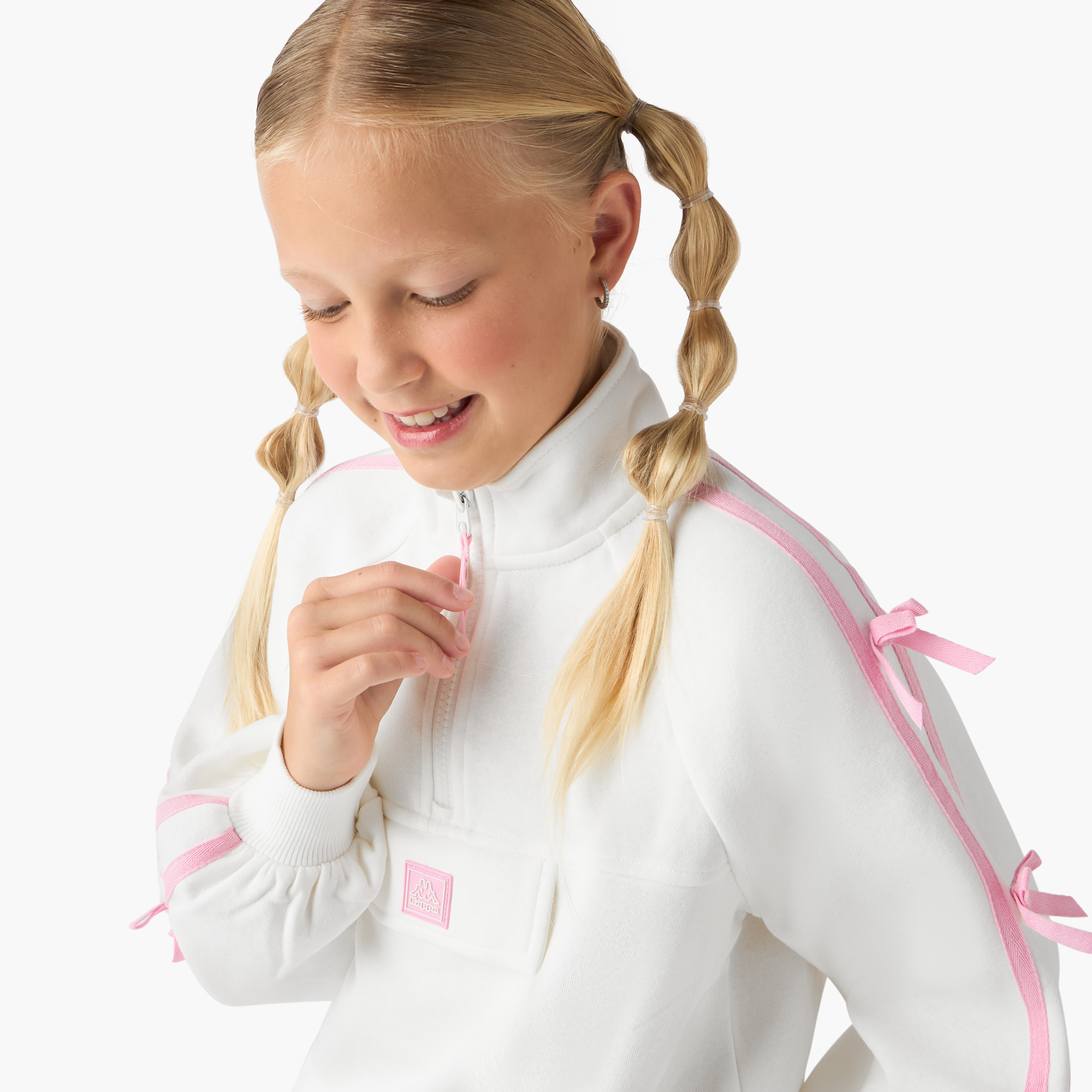 سويت شيرت بأكمام طويلة ونصف سحاب إغلاق وتزيينات دب من كابا-girls-clothing-jacketsandcoats-image-2