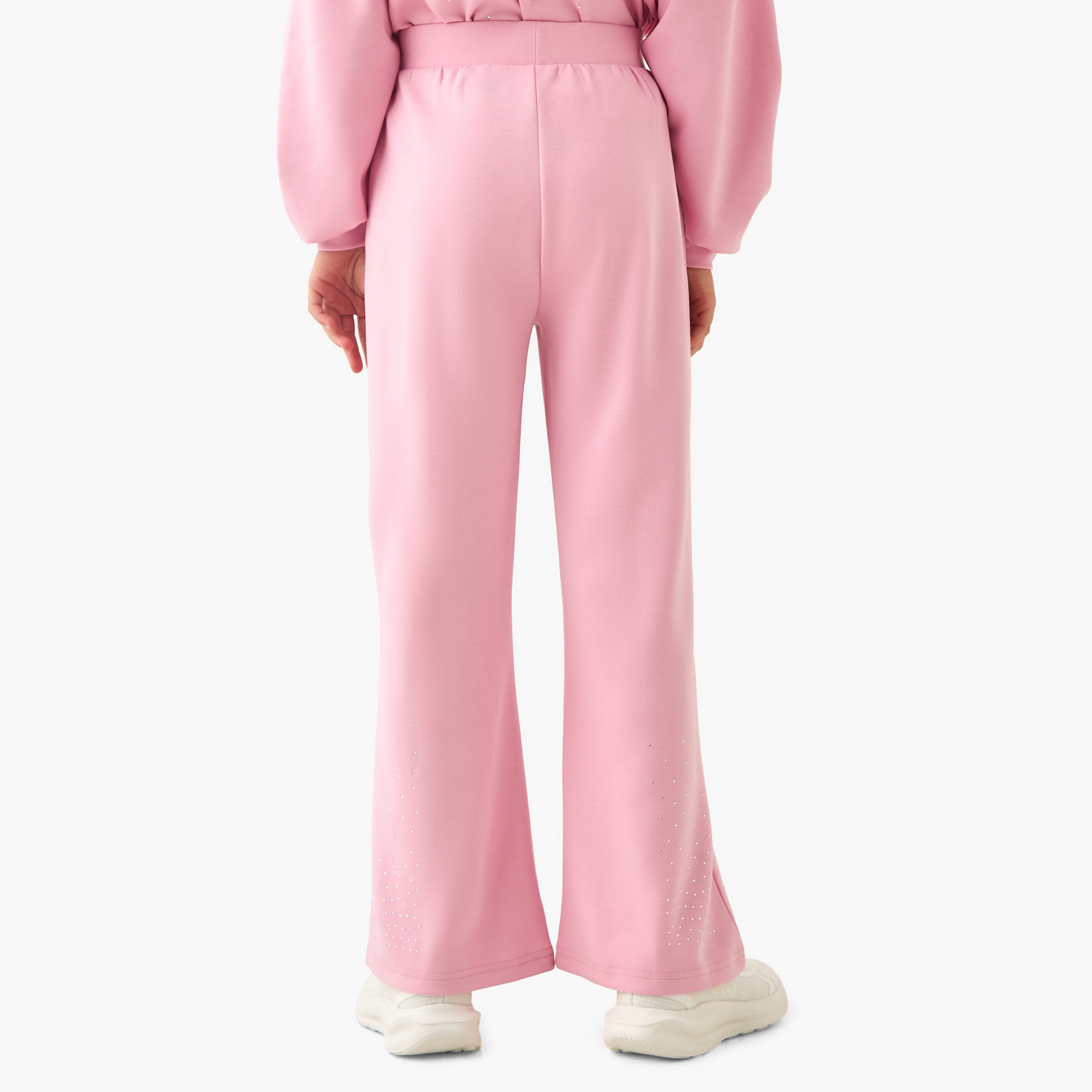 Kappa Girls Wide Leg Track Pants with Logo Print - Elastic Waist-girls-clothing-bottoms-joggersandtrackpants-image-3