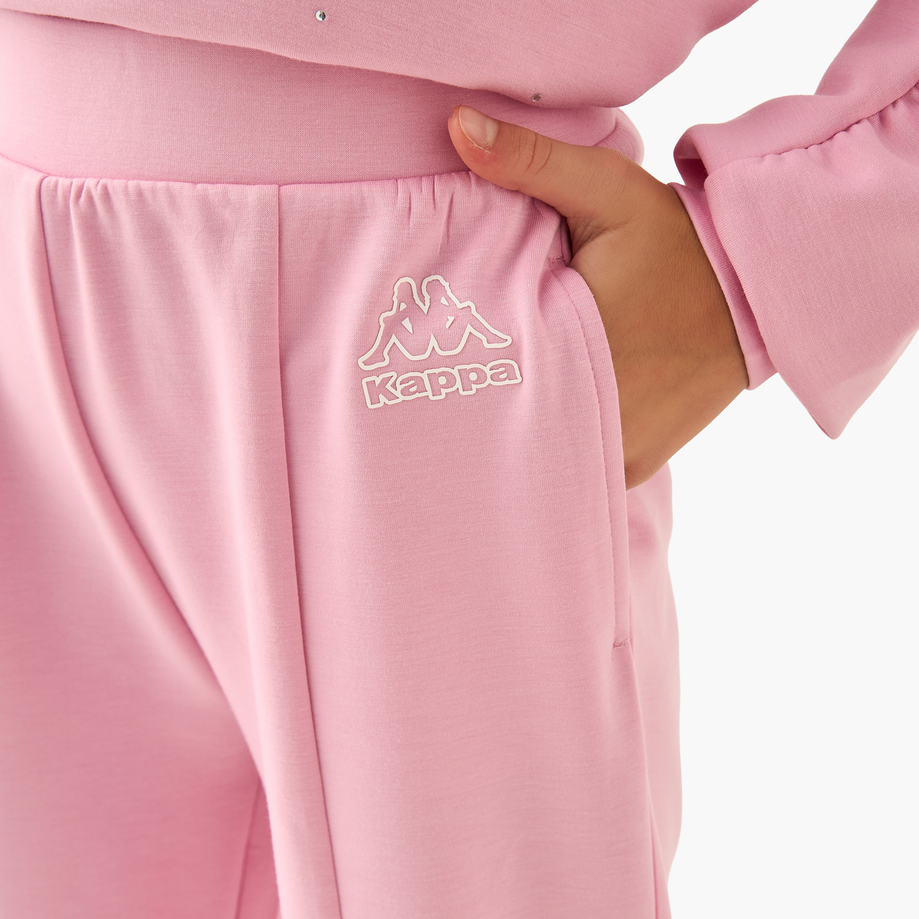 Kappa Girls Wide Leg Track Pants with Logo Print - Elastic Waist-girls-clothing-bottoms-joggersandtrackpants-image-4