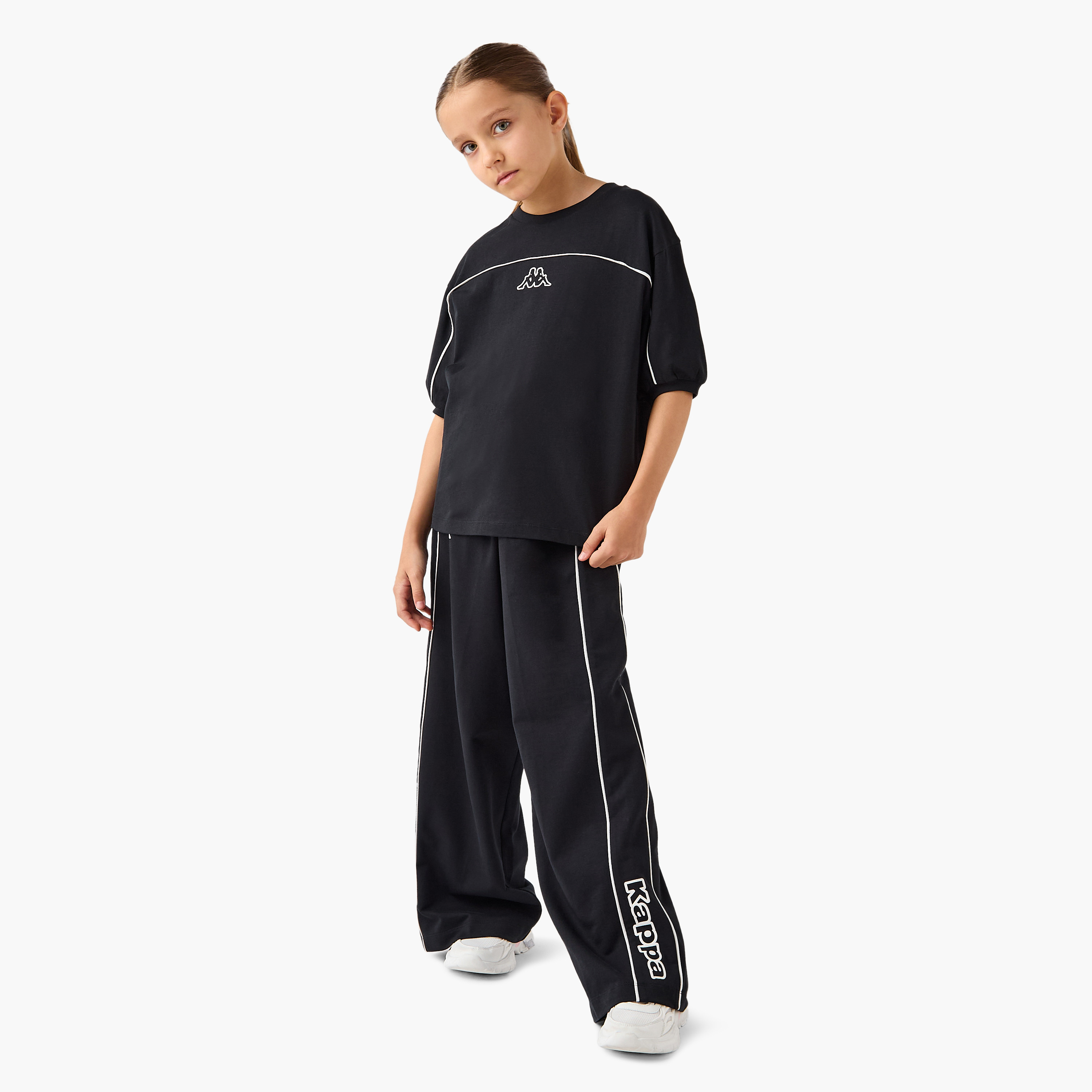 Kappa Logo Print Track Pants with Pockets-sports-girls-clothing-bottoms-image-2