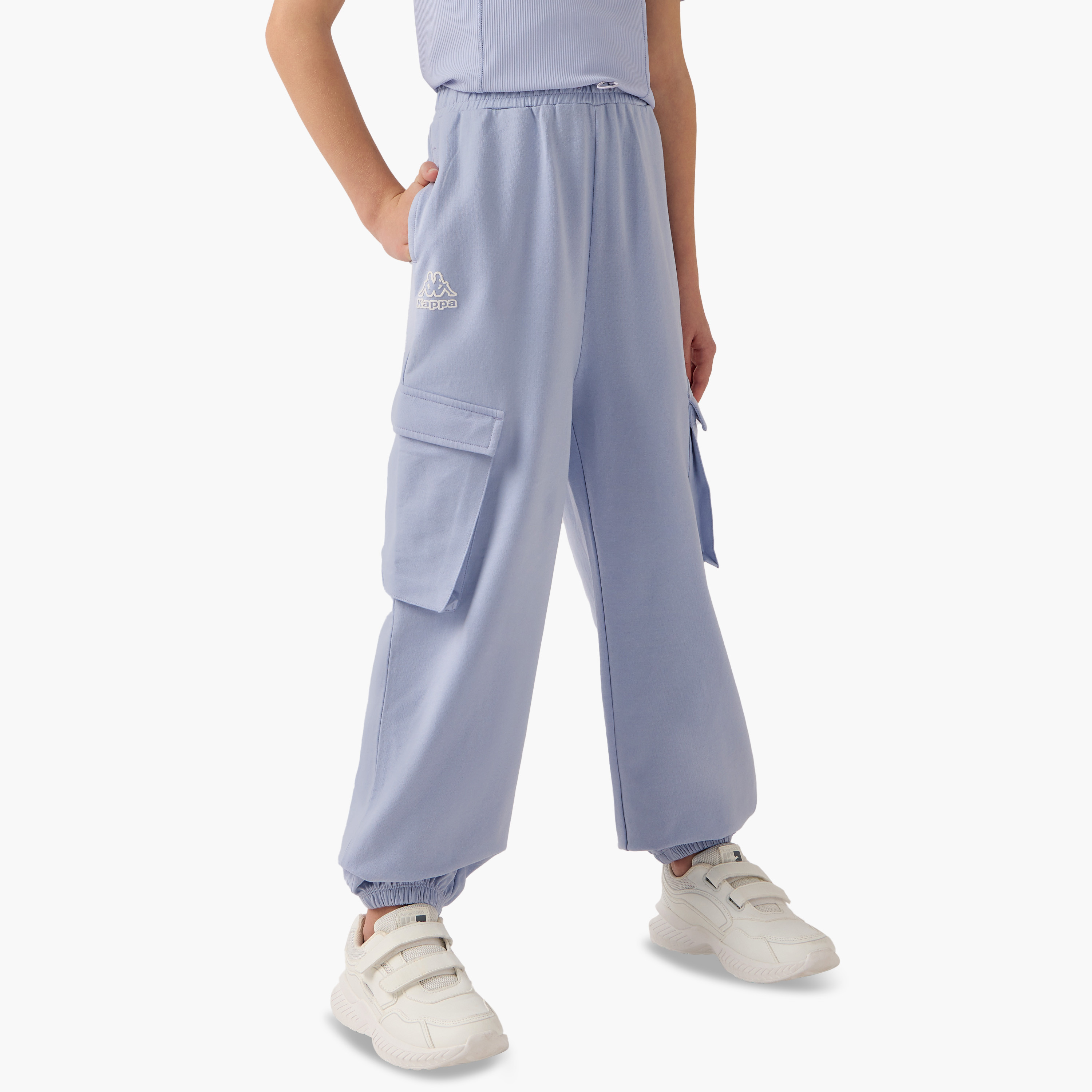 Kappa Solid Cargo Joggers with Pockets-girls-clothing-sportswear-bottoms-image-1