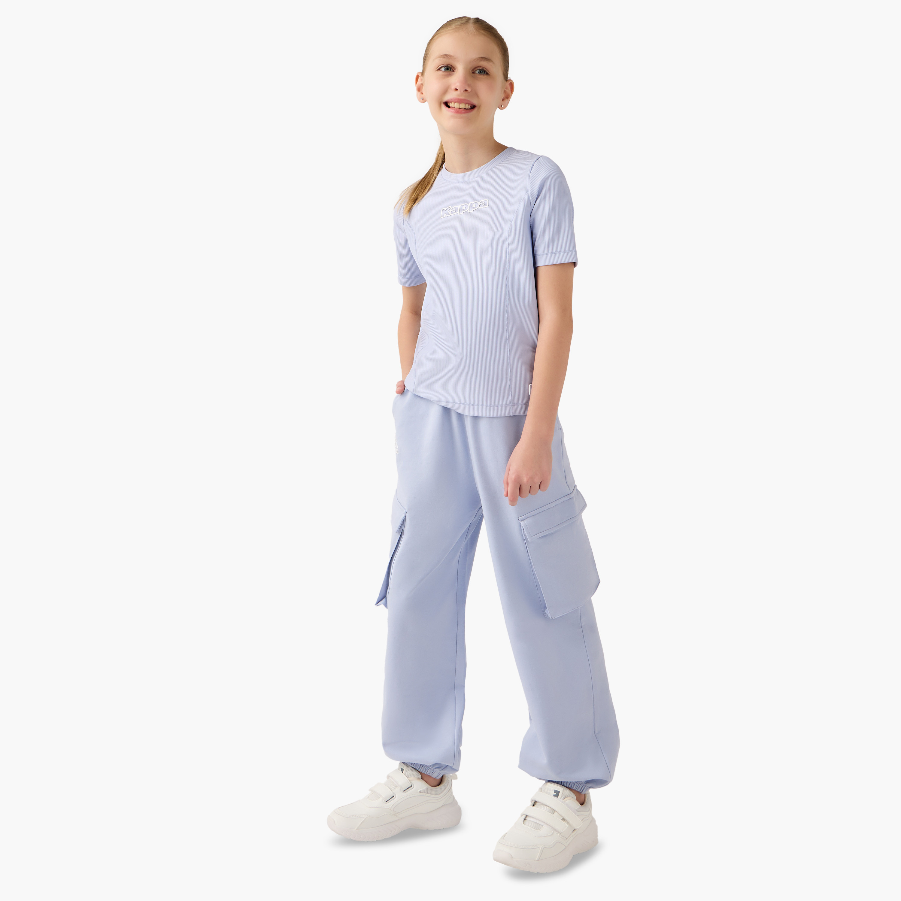 Kappa Solid Cargo Joggers with Pockets-girls-clothing-sportswear-bottoms-image-2