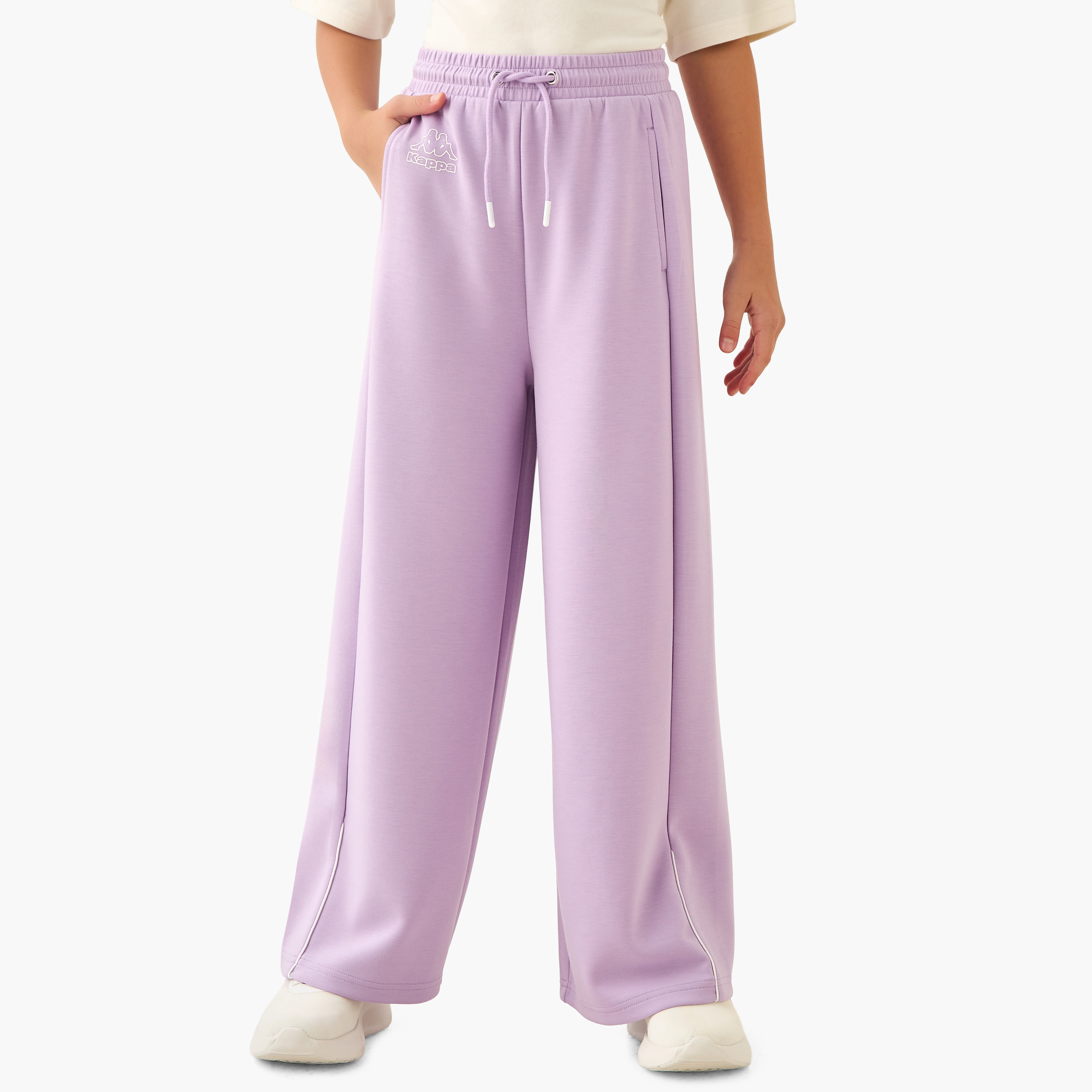 بنطلون رياضي واسع الساقين برباط إغلاق وطبعات شعار للبنات من كابا-girls-clothing-bottoms-joggersandtrackpants-image-5