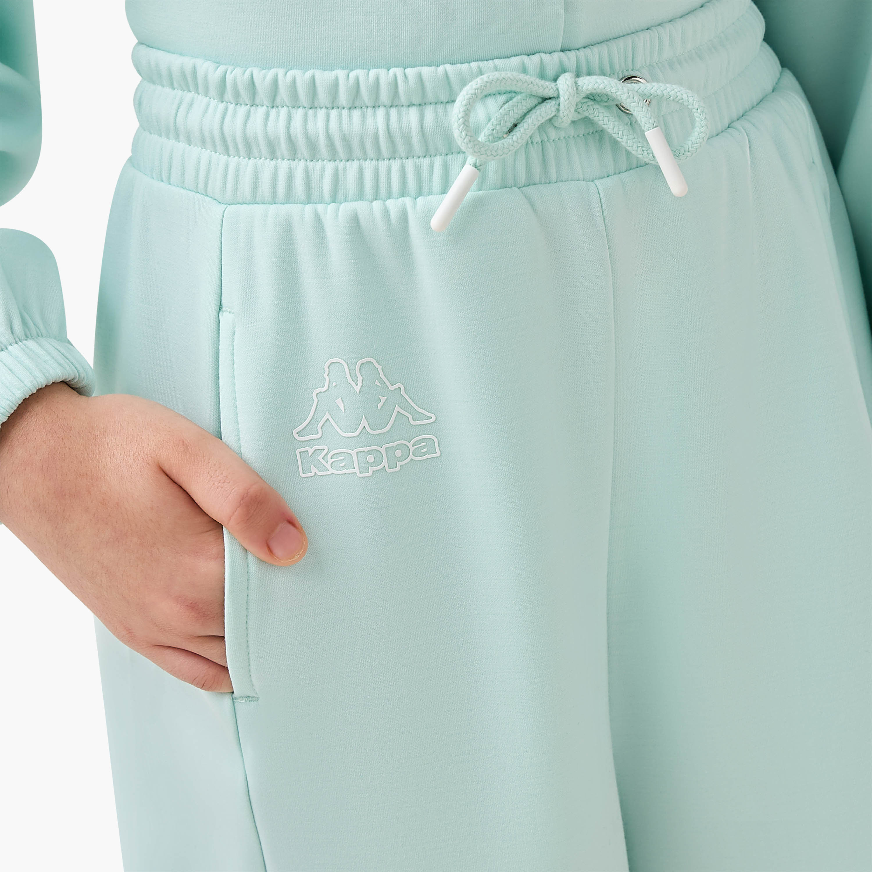 Kappa Drawstring Waist Wide Leg Track Pants with Logo Print-sports-girls-clothing-bottoms-joggersandtrackpants-image-4