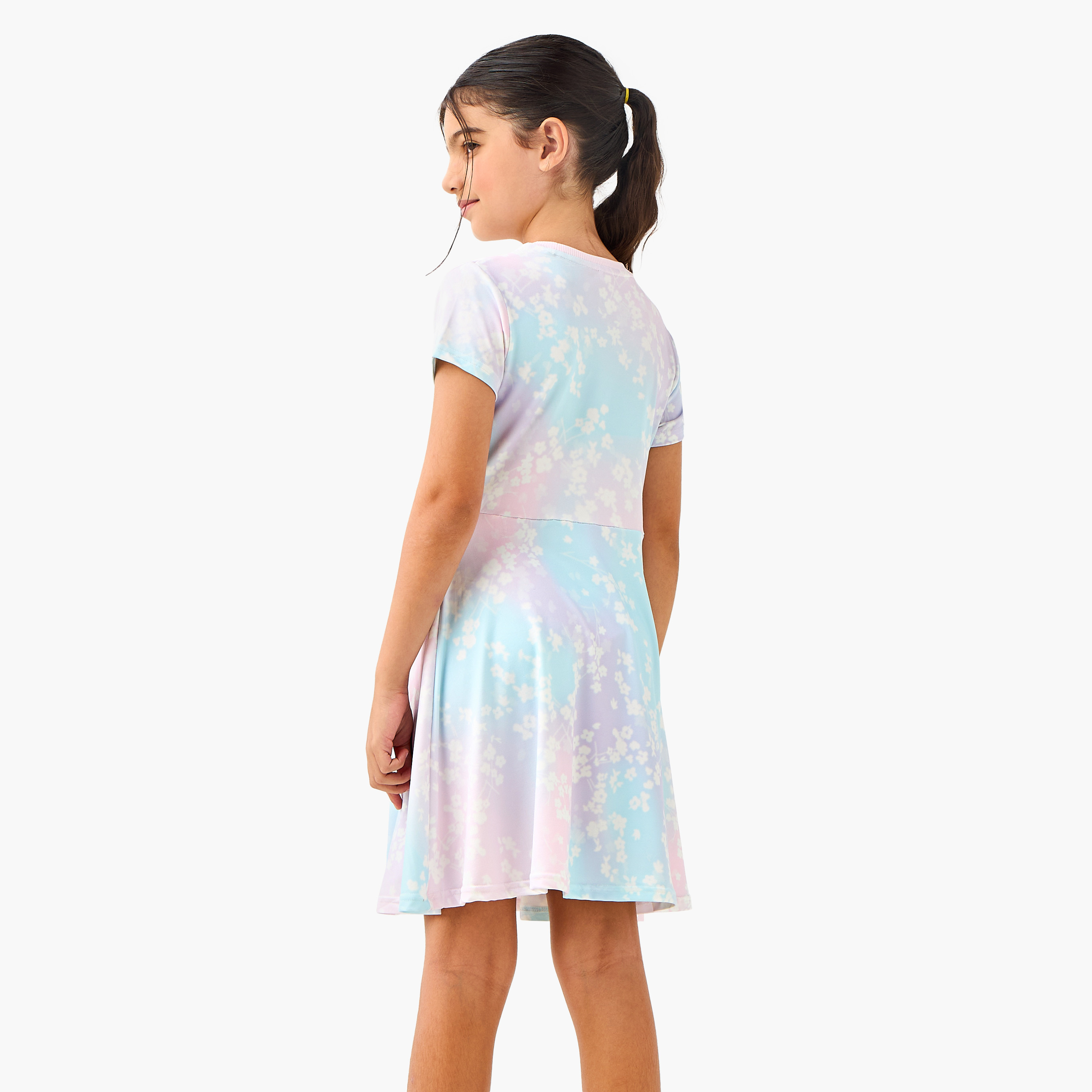 Kappa Floral Print A-Line Dress with Bow Accent-girls-clothing-dressesandjumpsuits-image-3