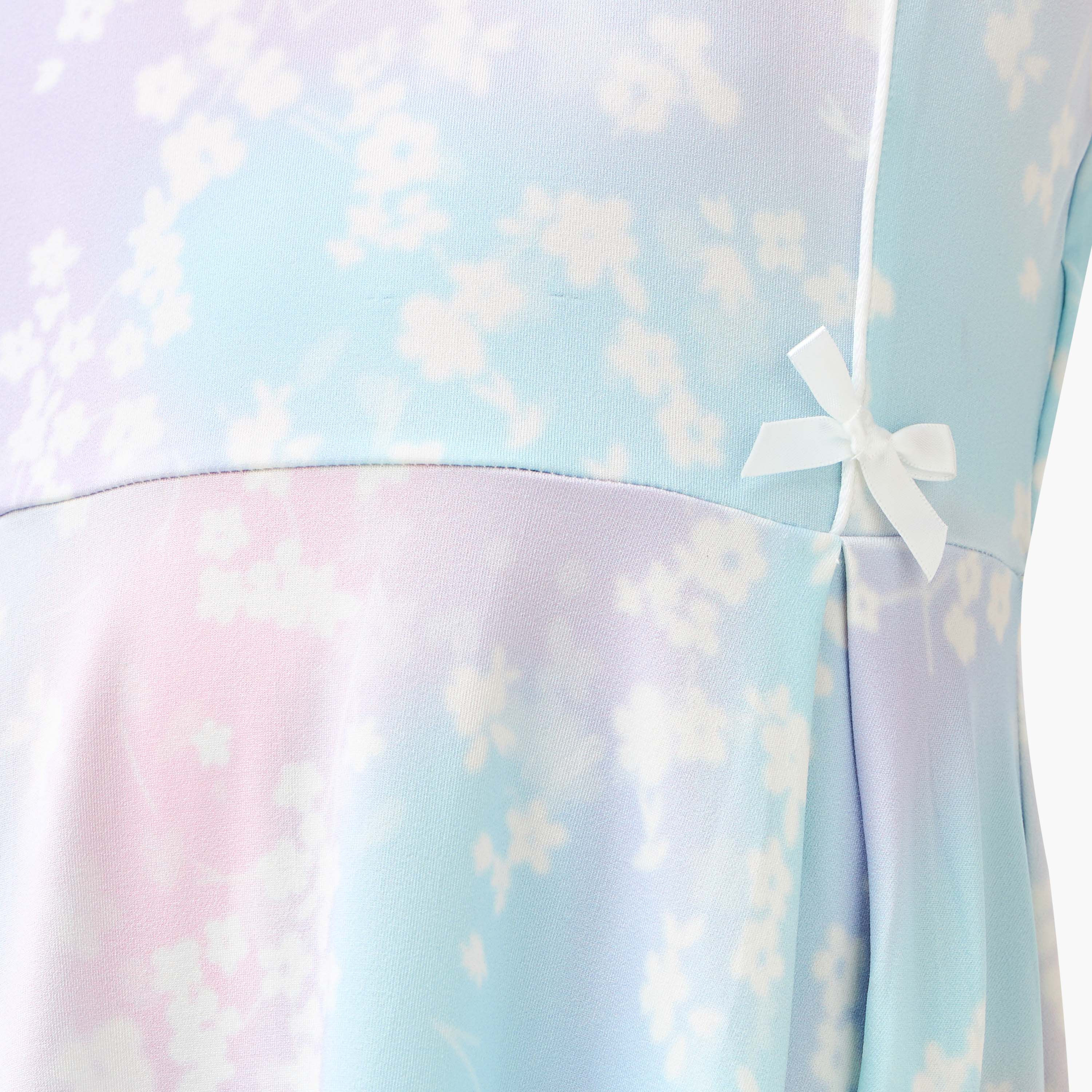 Kappa Floral Print A-Line Dress with Bow Accent-girls-clothing-dressesandjumpsuits-image-5