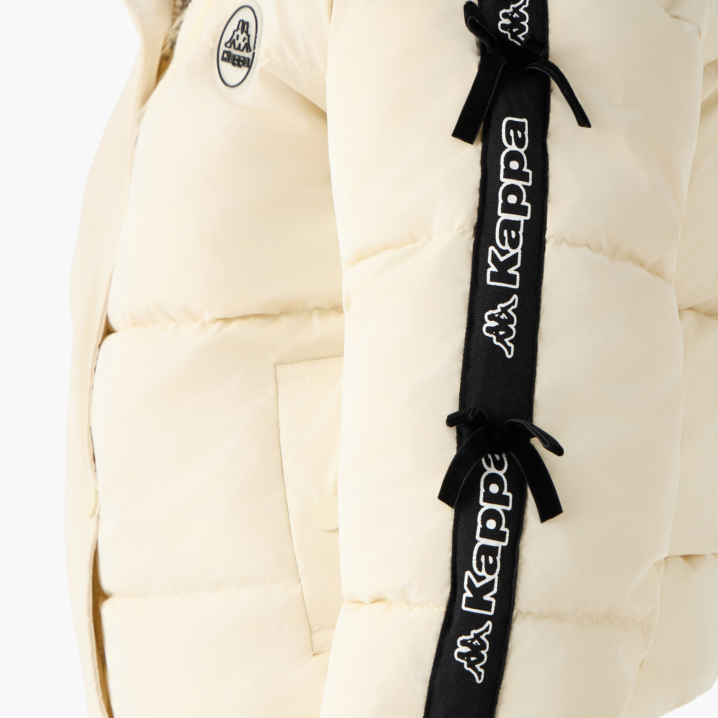 Kappa Bow Detail Padded Jacket with Hood and Zip Closure-girls-clothing-winterwear-jacketsandcoats-image-5