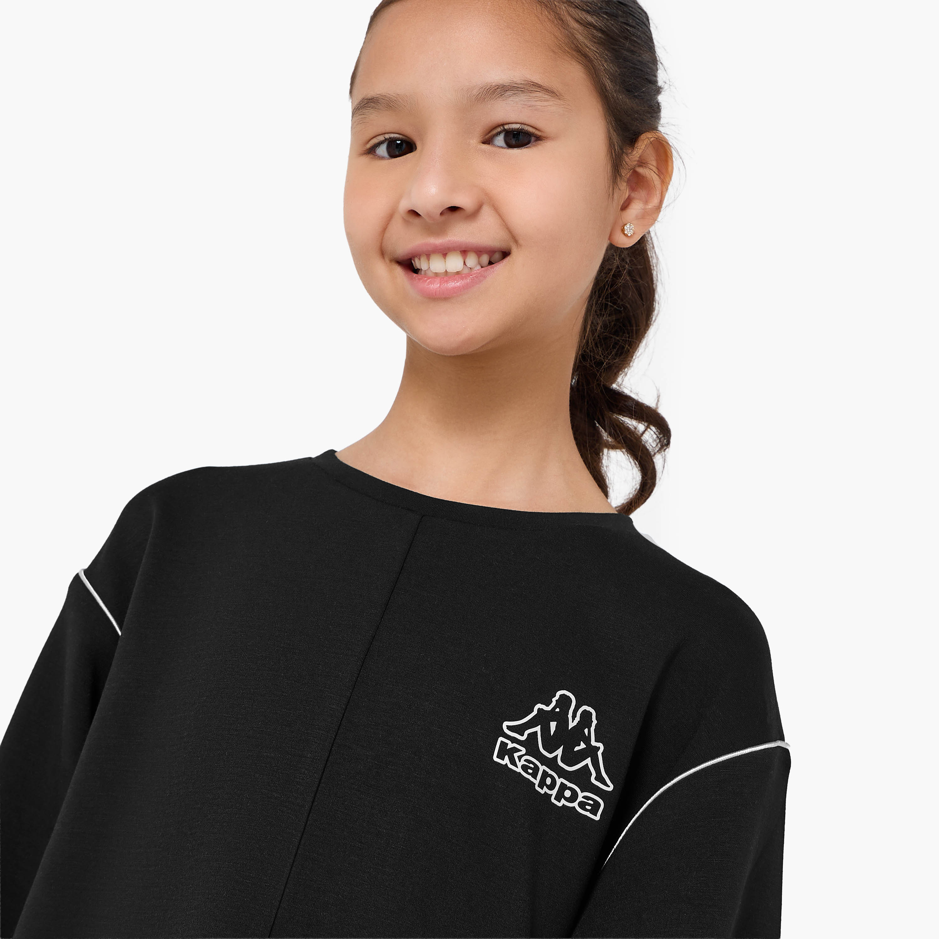 Kappa Crew Neck Sweatshirt with Long Sleeves-girls-clothing-winterwear-sweatshirts-image-4