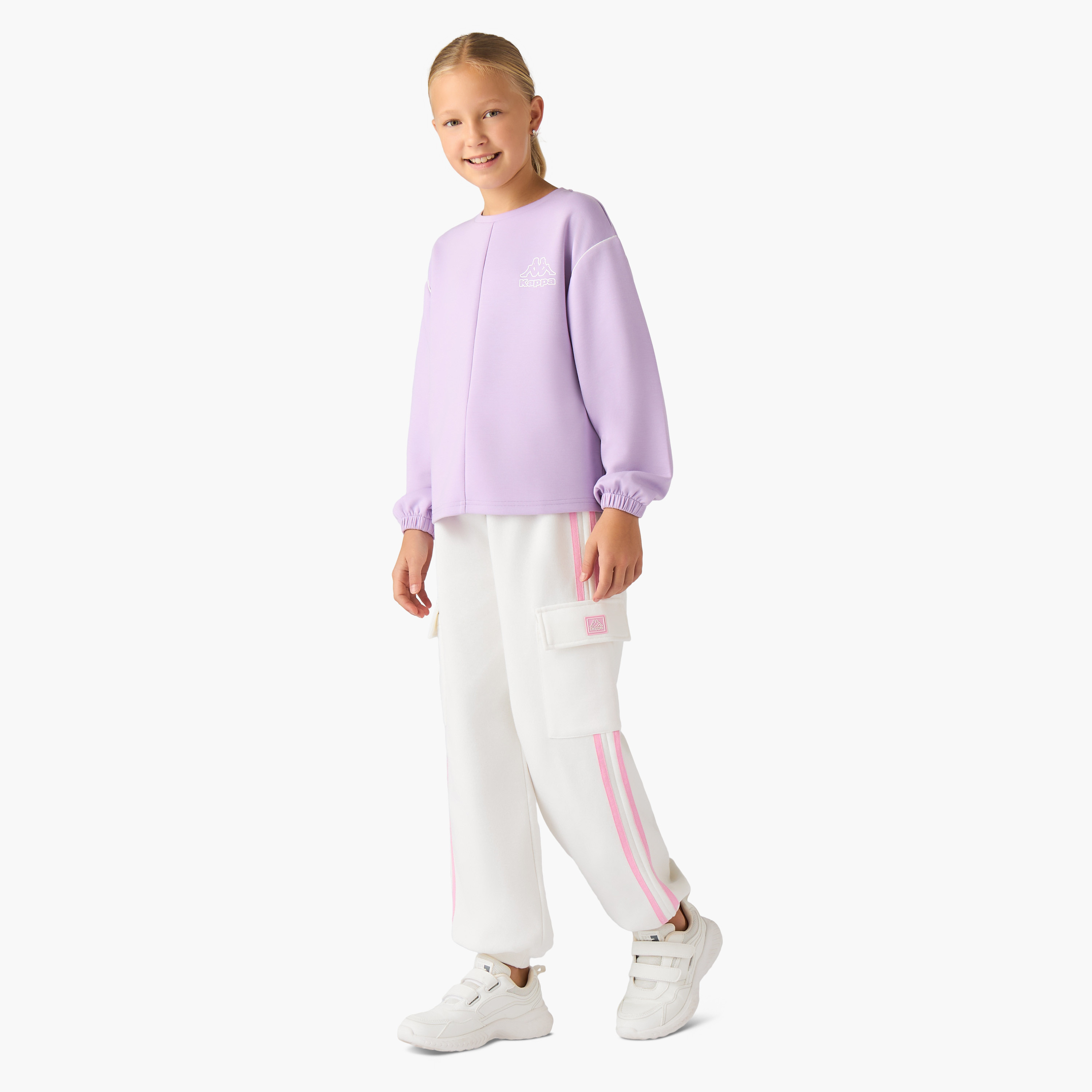 Kappa Logo Print Sweatshirt with Long Sleeves-girls-clothing-winterwear-sweatshirts-image-2
