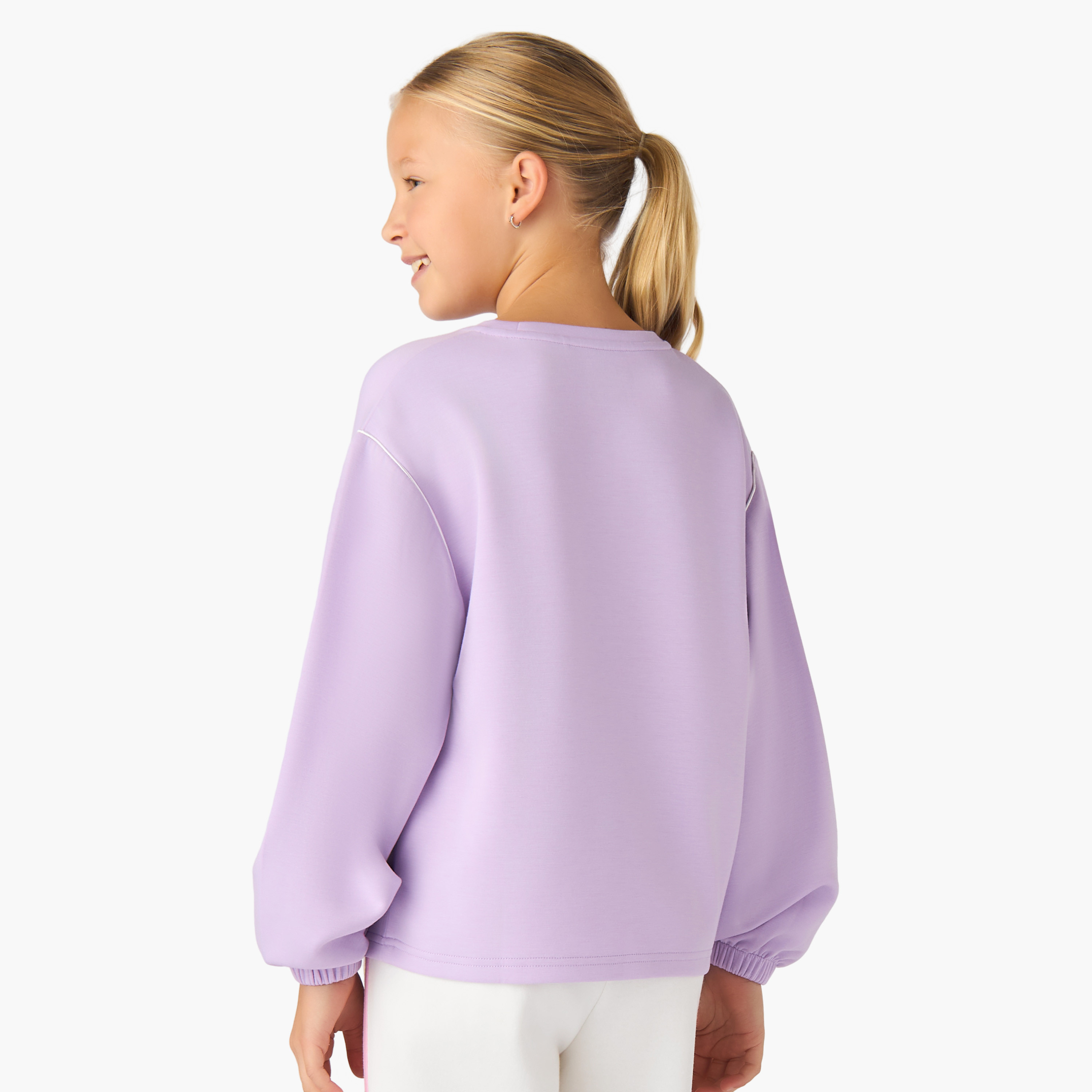 Kappa Logo Print Sweatshirt with Long Sleeves-girls-clothing-winterwear-sweatshirts-image-3