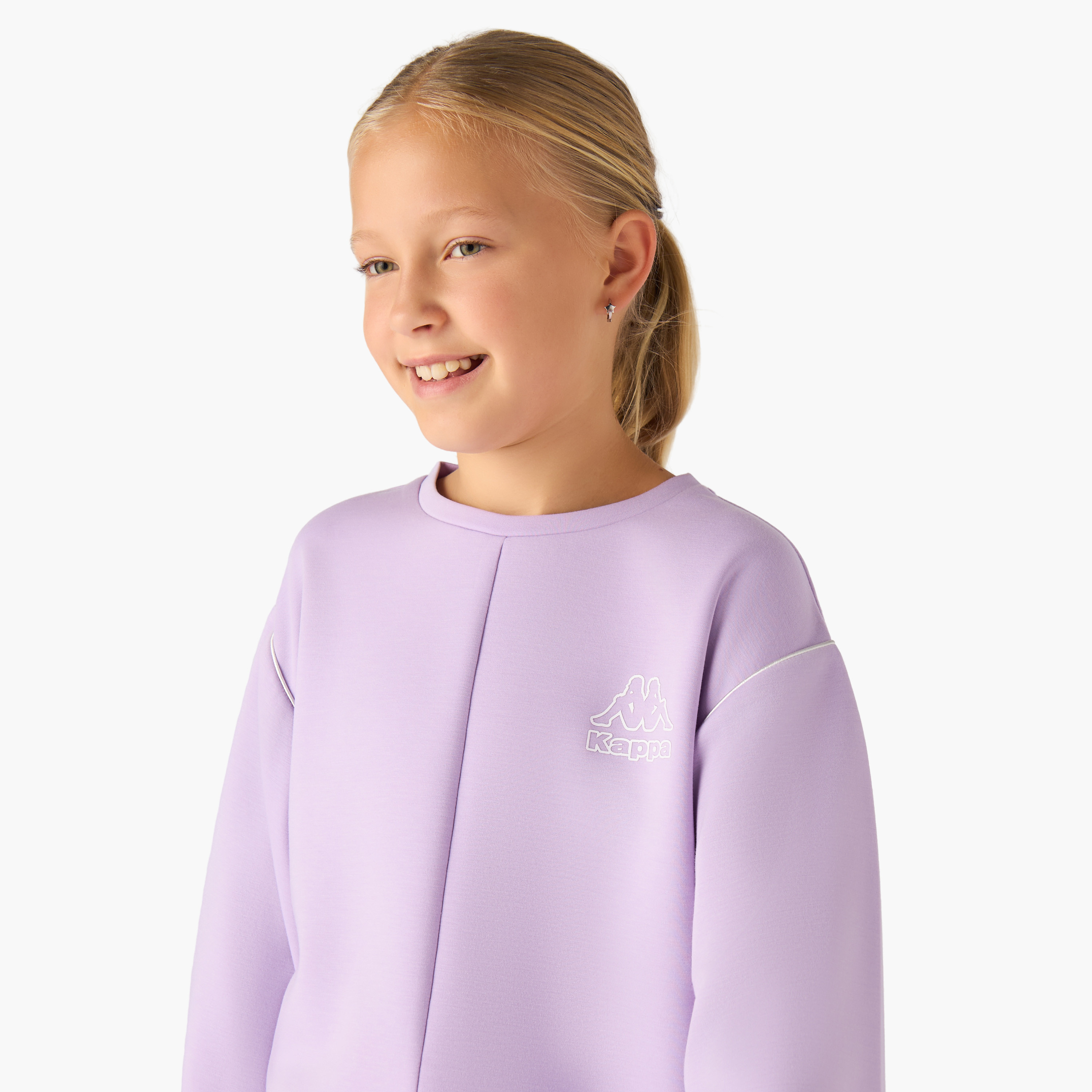 Kappa Logo Print Sweatshirt with Long Sleeves-girls-clothing-winterwear-sweatshirts-image-4