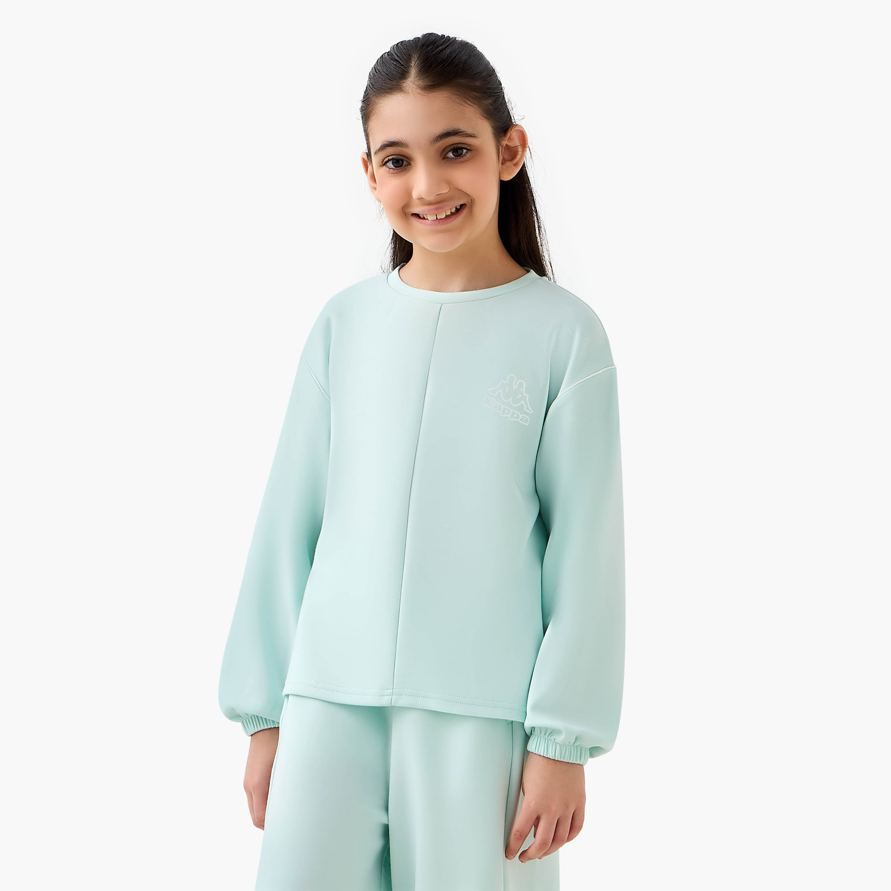 Kappa Logo Print Sweatshirt with Long Sleeves-girls-clothing-winterwear-sweatshirts-image-1
