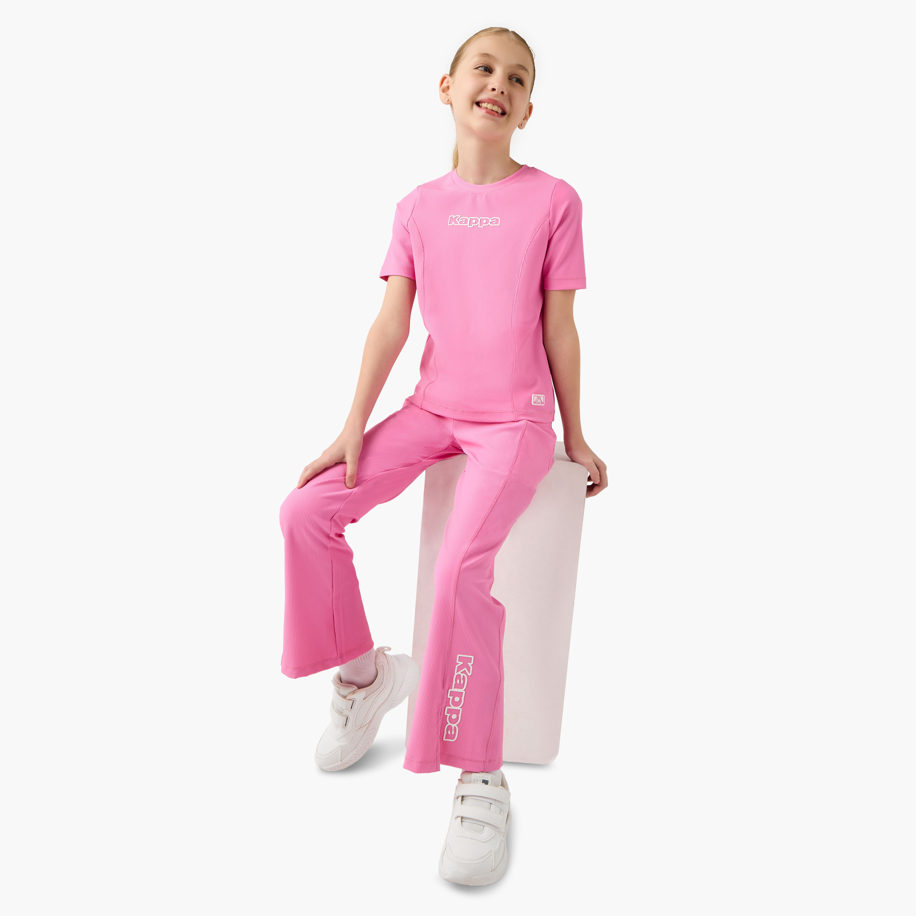 Kappa Ribbed T-shirt and Pant Set-girls-clothing-sportswear-sets-image-1