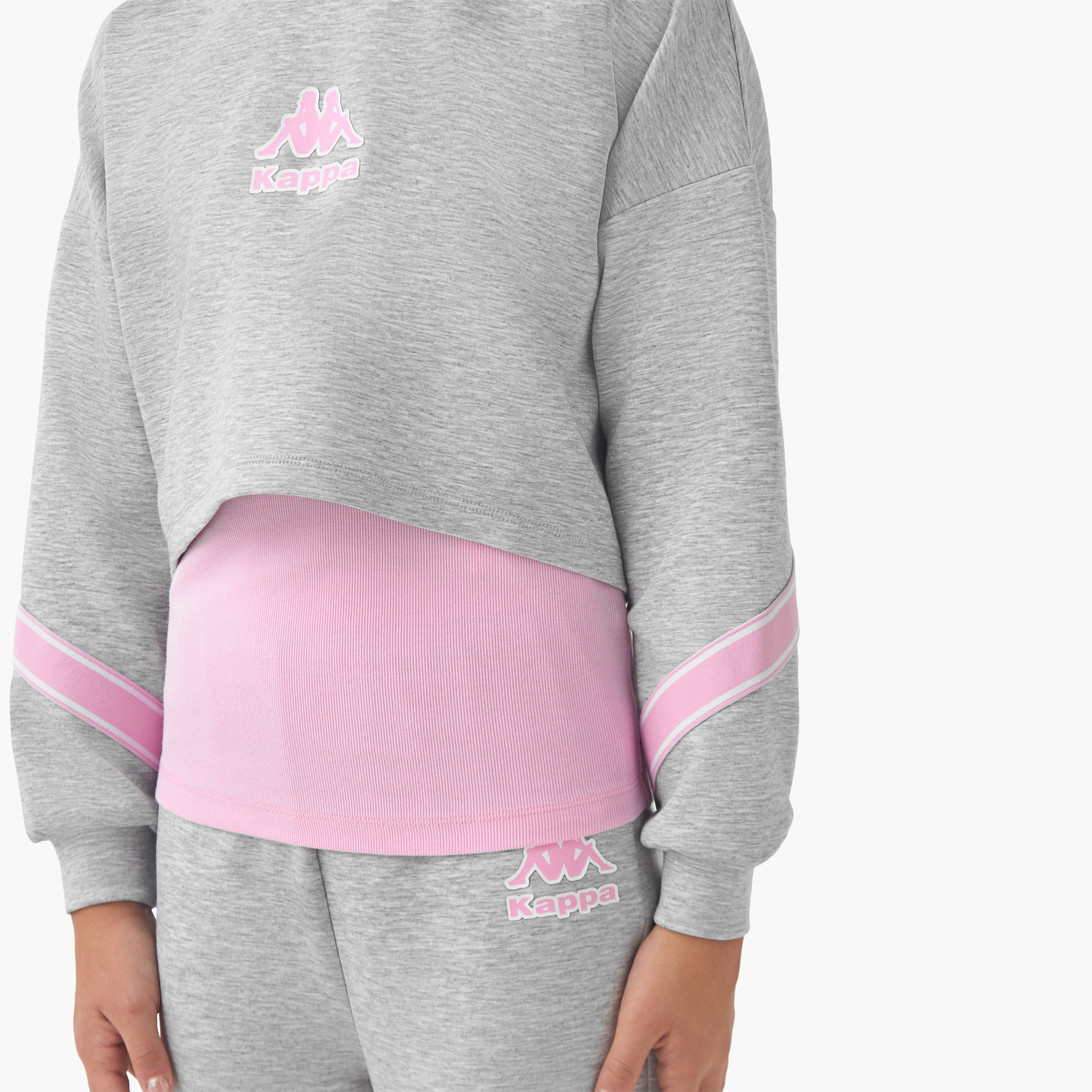 Kappa Girls Sweatshirt and Tracks Pants Set with Logo Print - Polyester - Long Sleeves - Crew Neck-sports-girls-clothing-sets-image-5