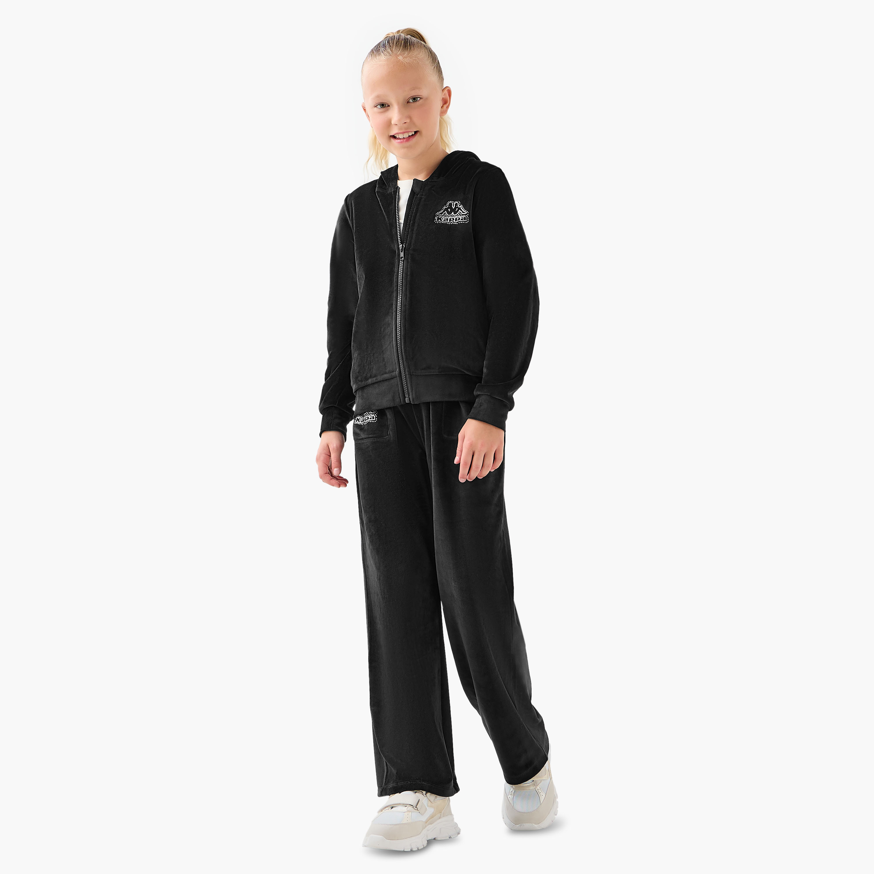 Kappa Girls Sweatshirt and Pants Set with Logo Detail - Long Sleeves - Hooded Neck-girls-clothing-setsandcoords-image-1