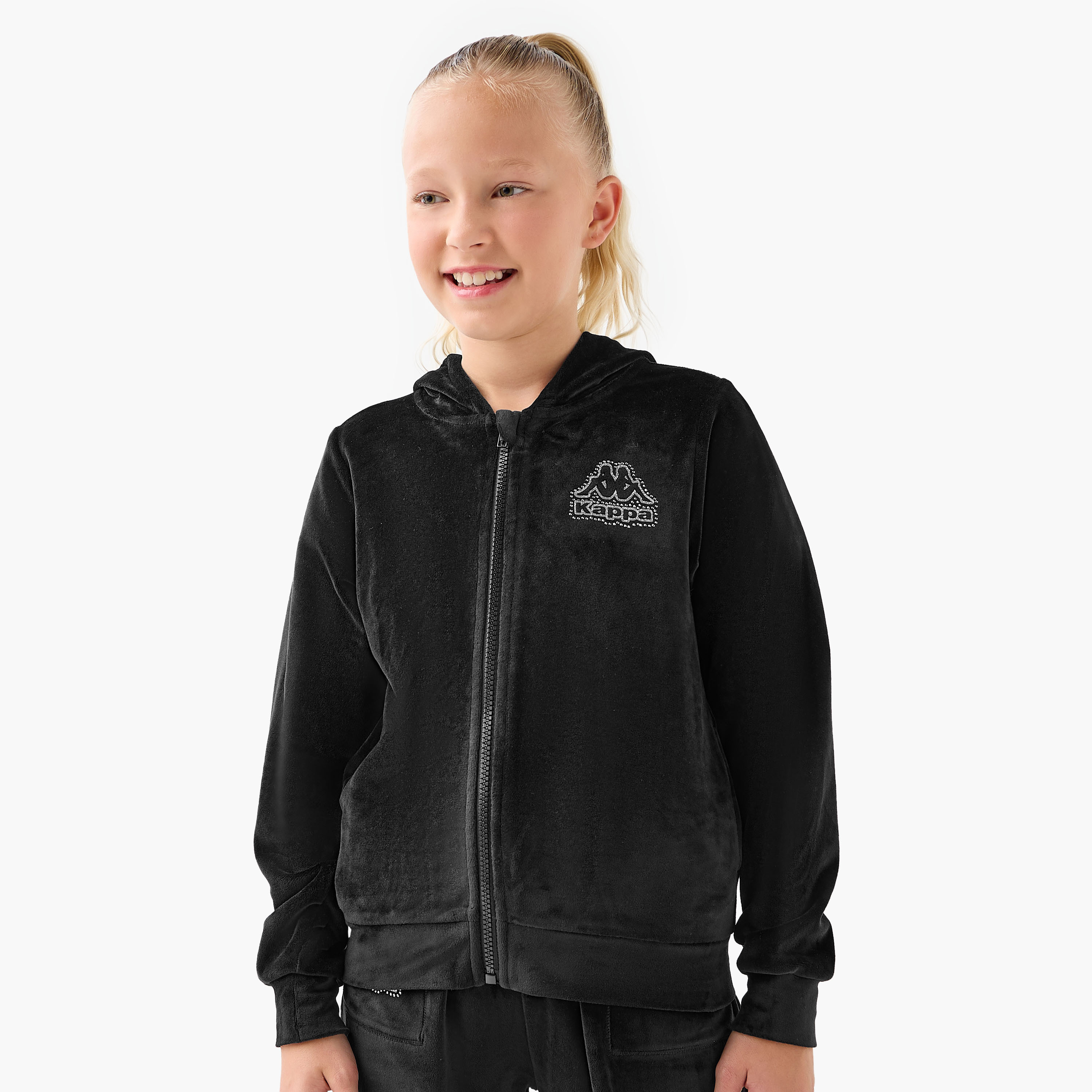 Kappa Girls Sweatshirt and Pants Set with Logo Detail - Long Sleeves - Hooded Neck-girls-clothing-setsandcoords-image-2