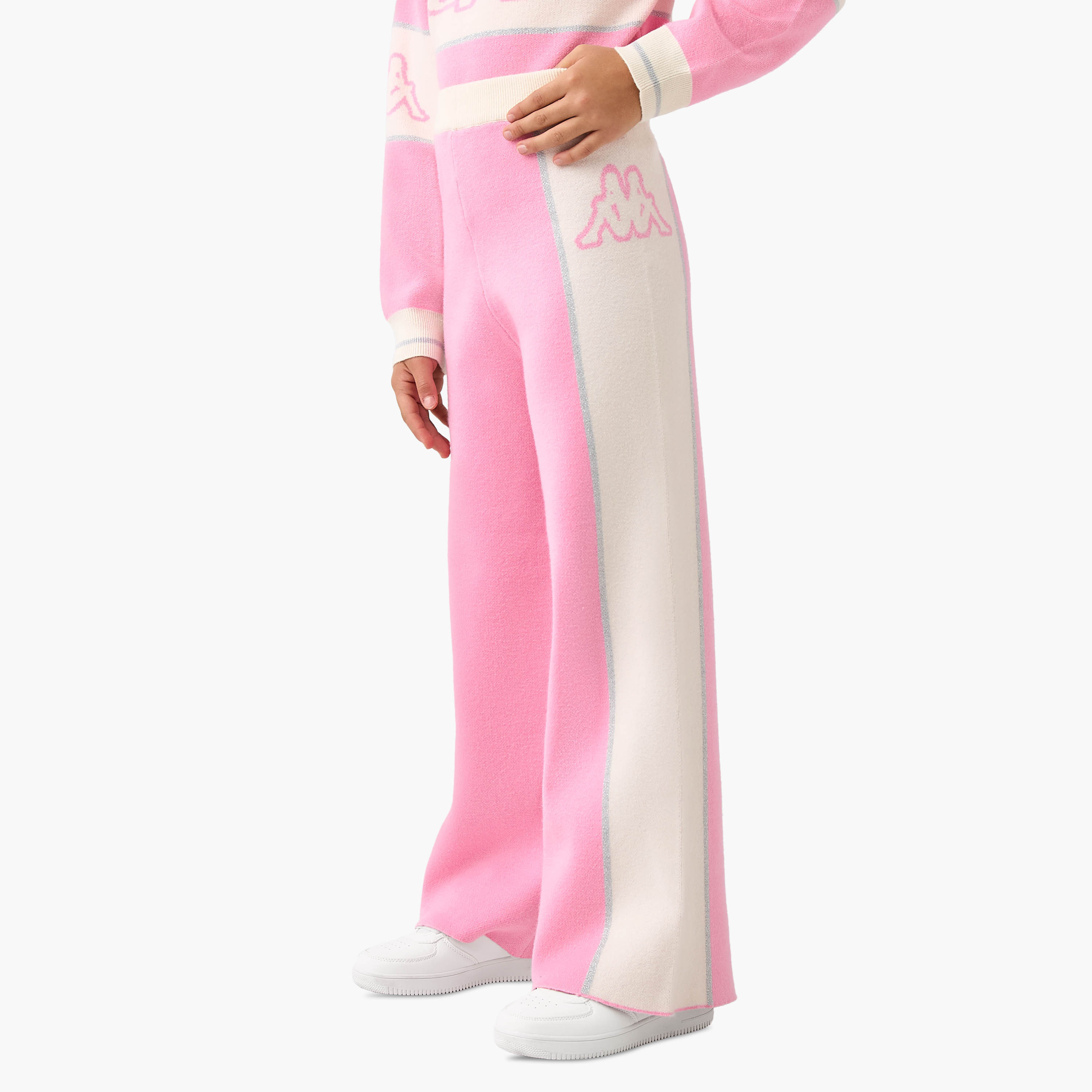 Kappa Logo Print Collared T-shirt and Track Pant Set-girls-clothing-sportswear-sets-image-3
