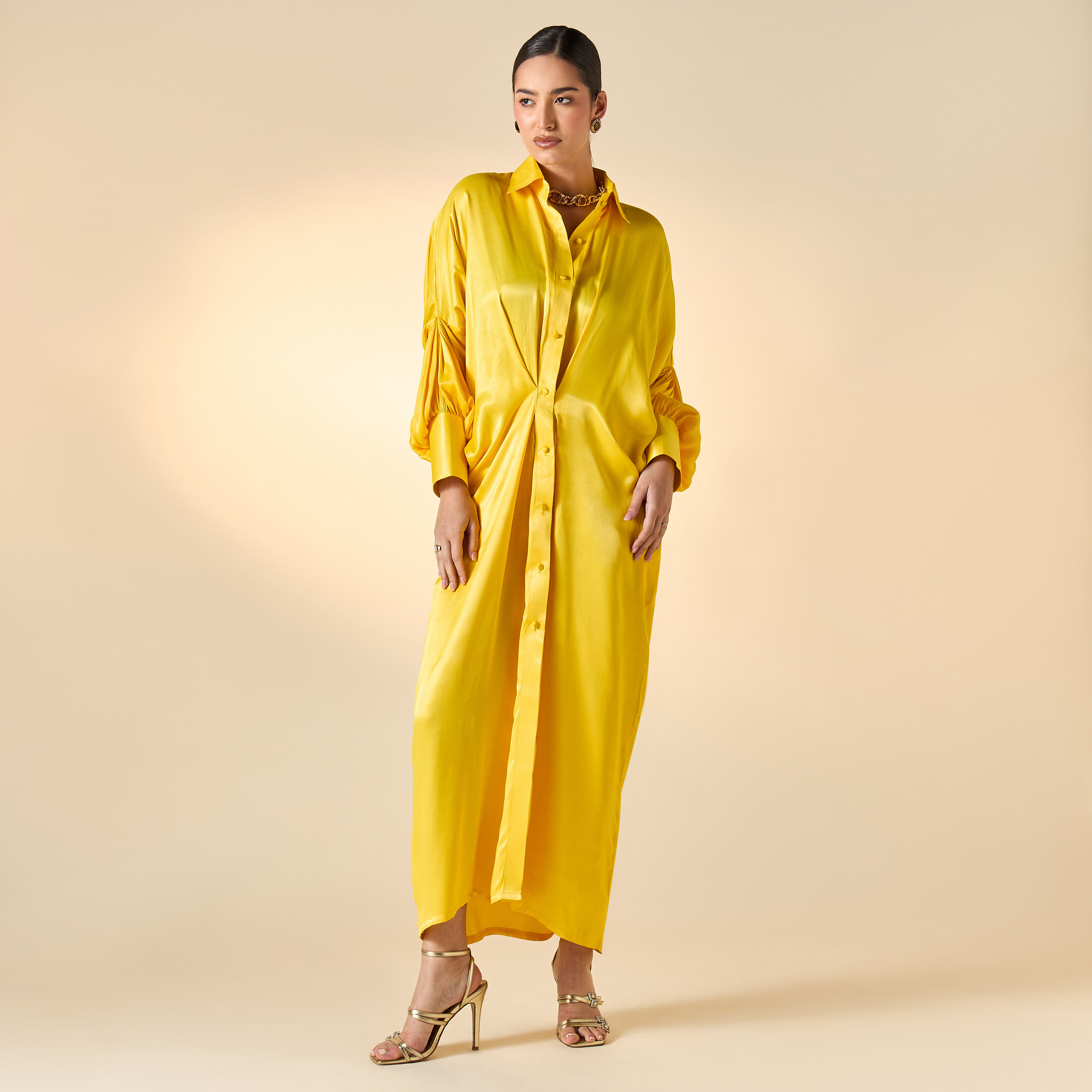 فستان قميص سادة بأكمام ممتدة وجيوب من فيور-women-clothing-dresses-image-1