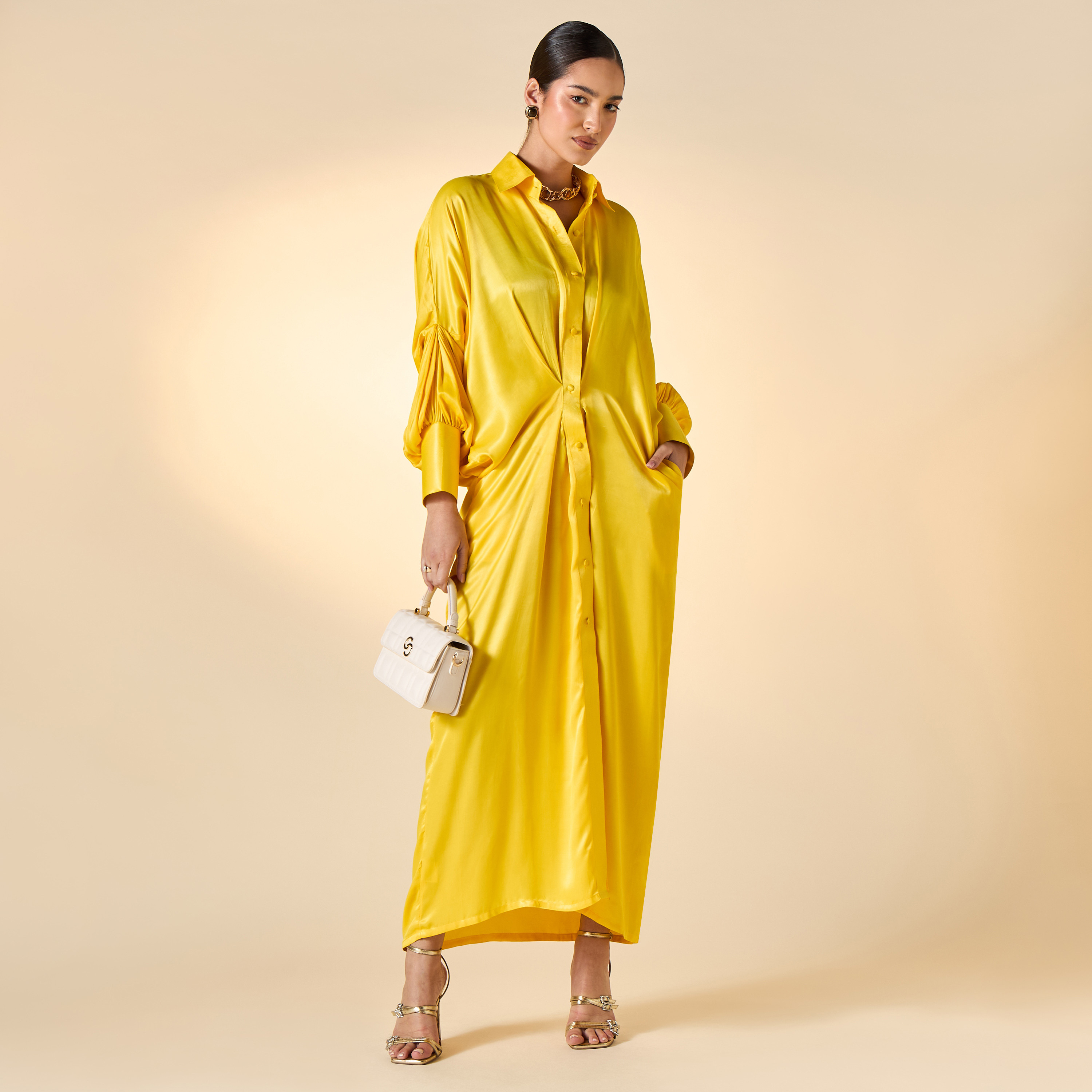 فستان قميص سادة بأكمام ممتدة وجيوب من فيور-women-clothing-dresses-image-3