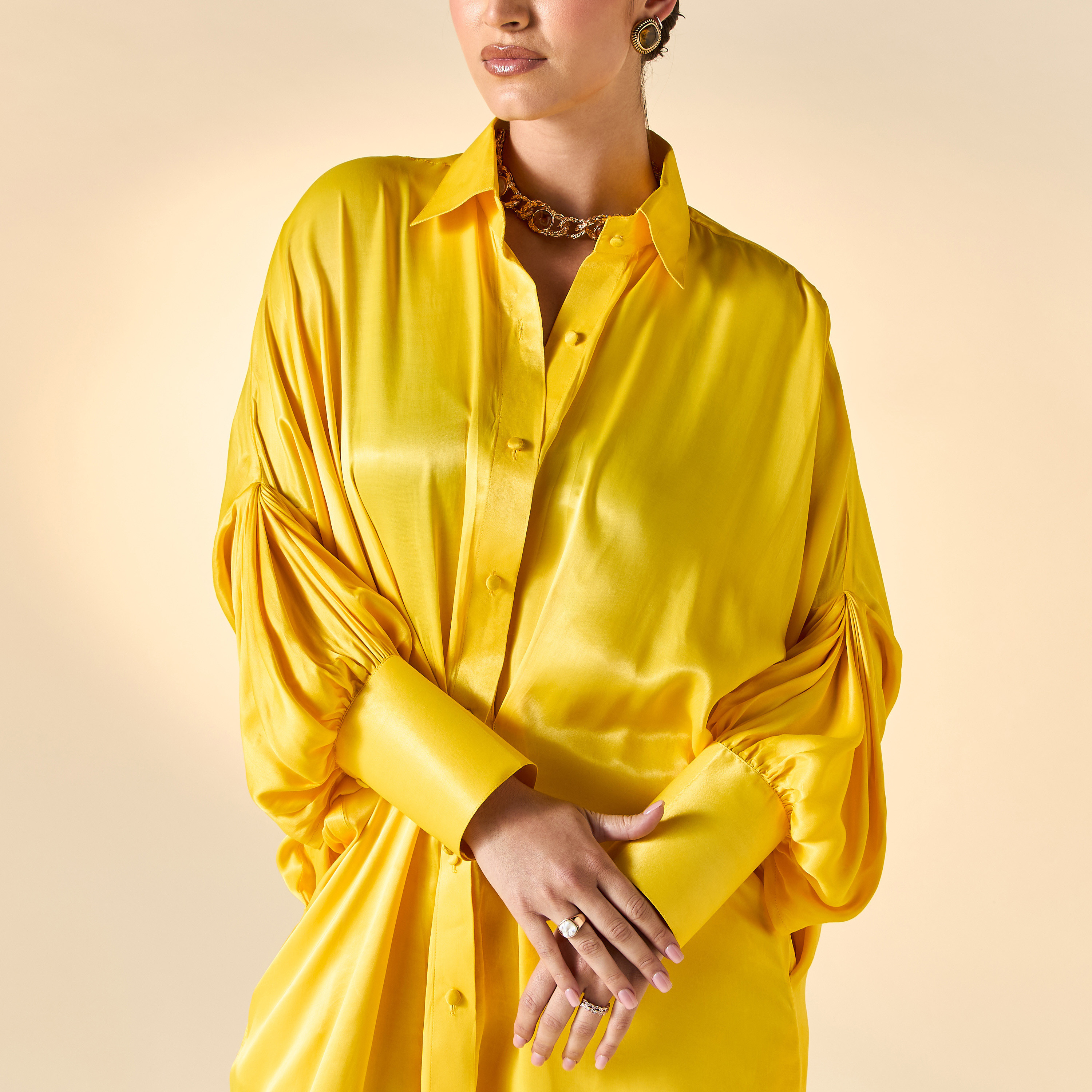 FYOR Solid Shirt Dress with Extended Sleeves and Pockets-women-clothing-dresses-image-4