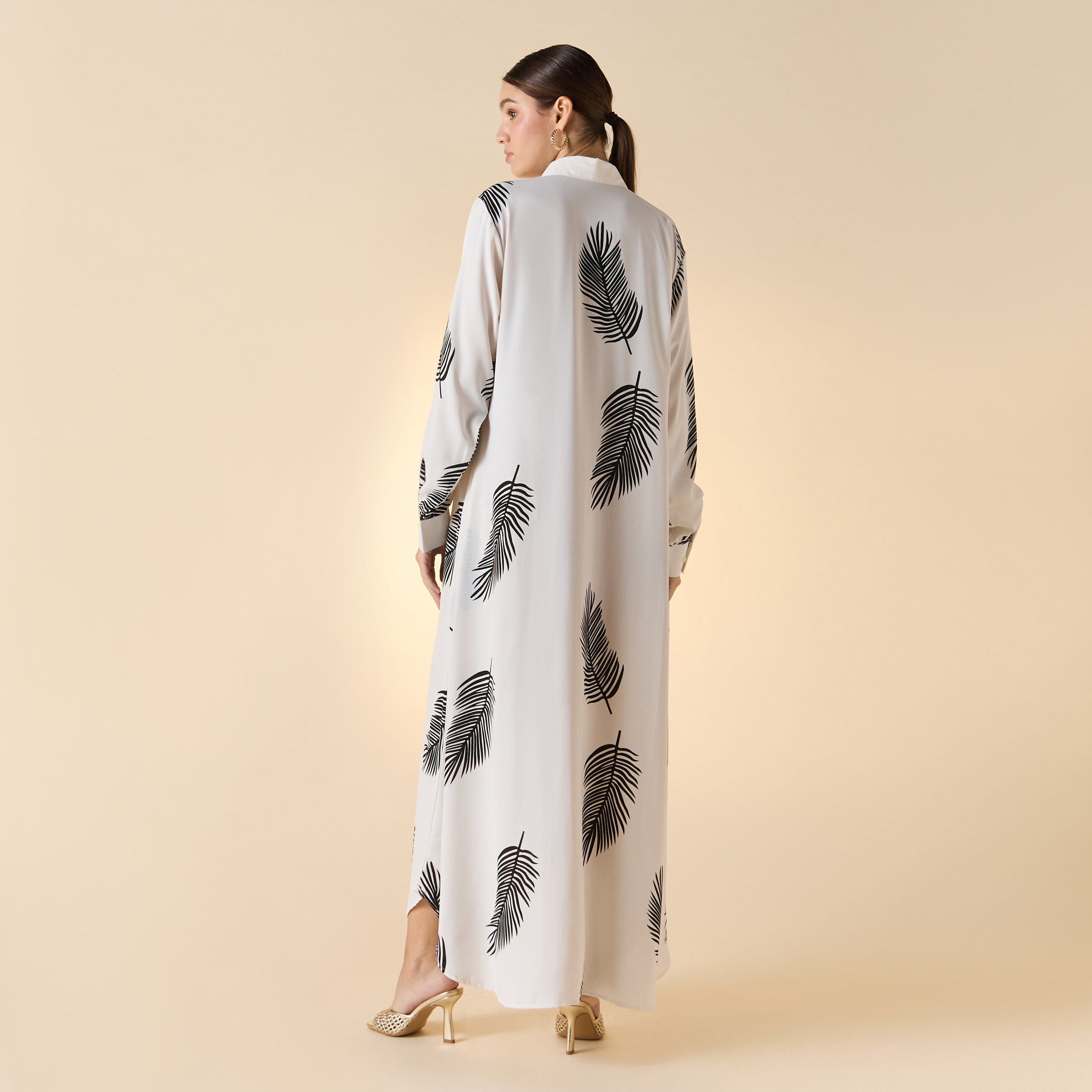 فستان قميص بطبعات أوراق شجر وأكمام طويلة وجيوب من فيور-women-clothing-dresses-image-2