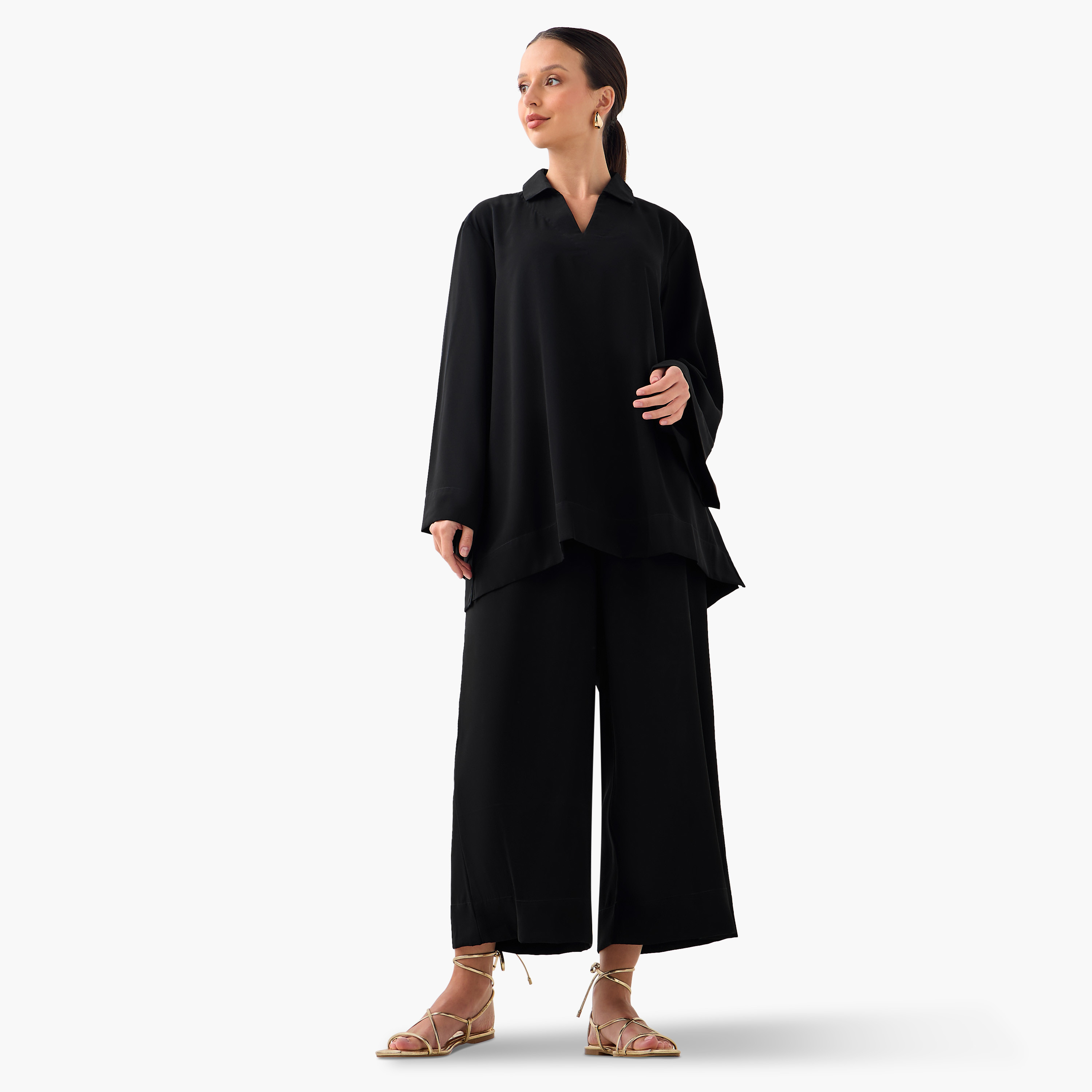 FYOR Plain Collared Top and Pants Set-women-clothing-coordsets-image-13