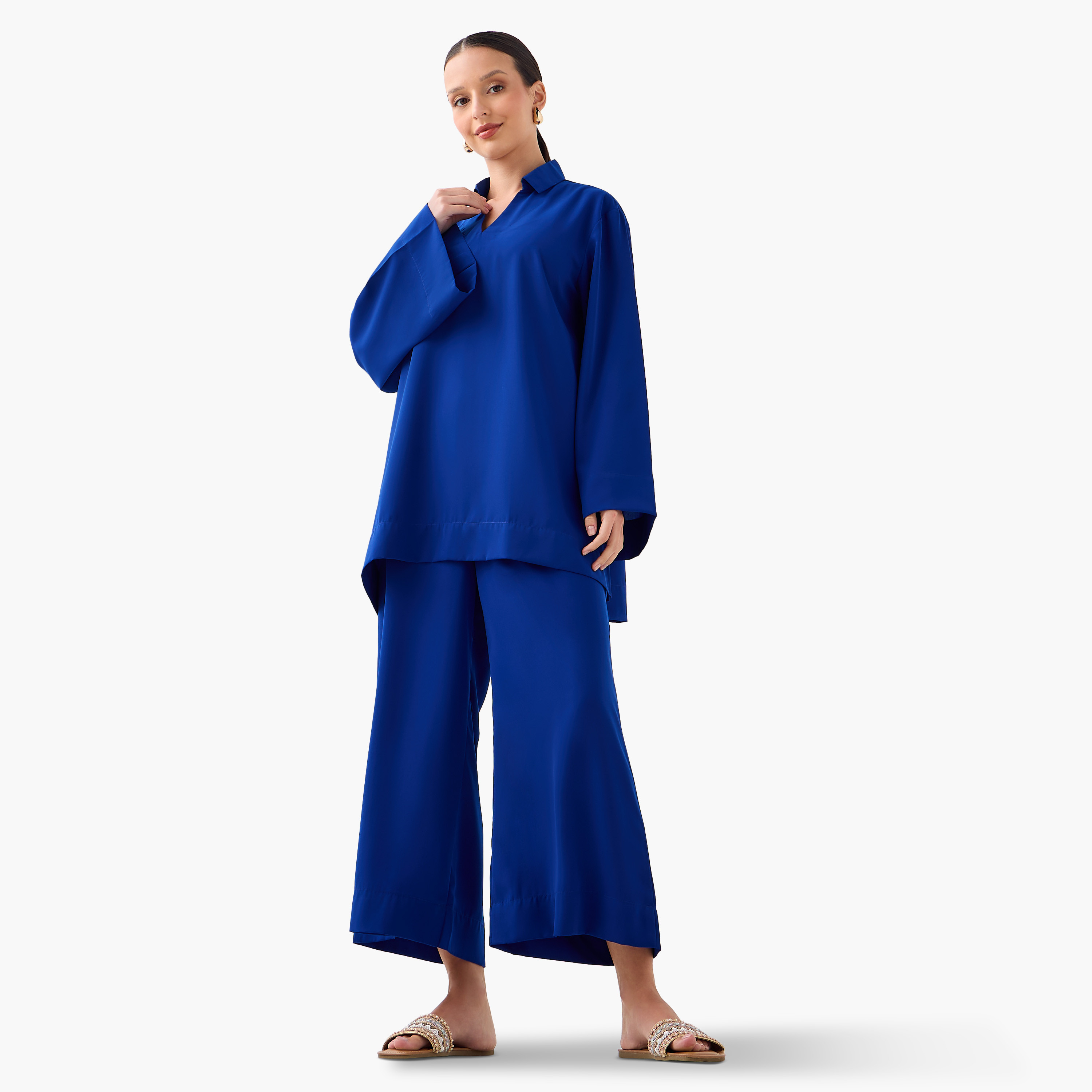 FYOR Plain Collared Top and Pants Set-women-clothing-coordsets-image-7