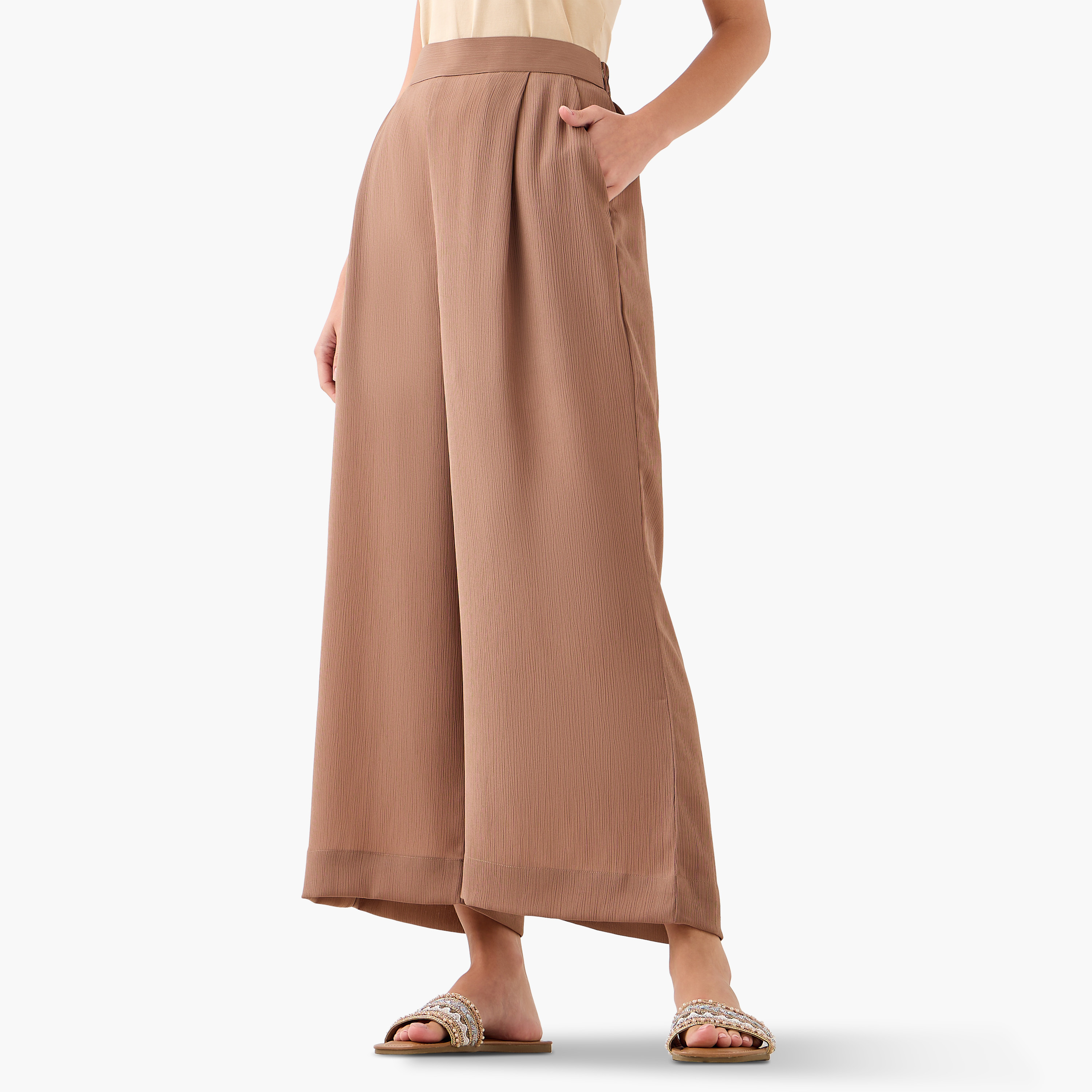 FYOR Textured Cape Overlay Top and Palazzo Set-women-clothing-coordsets-image-4