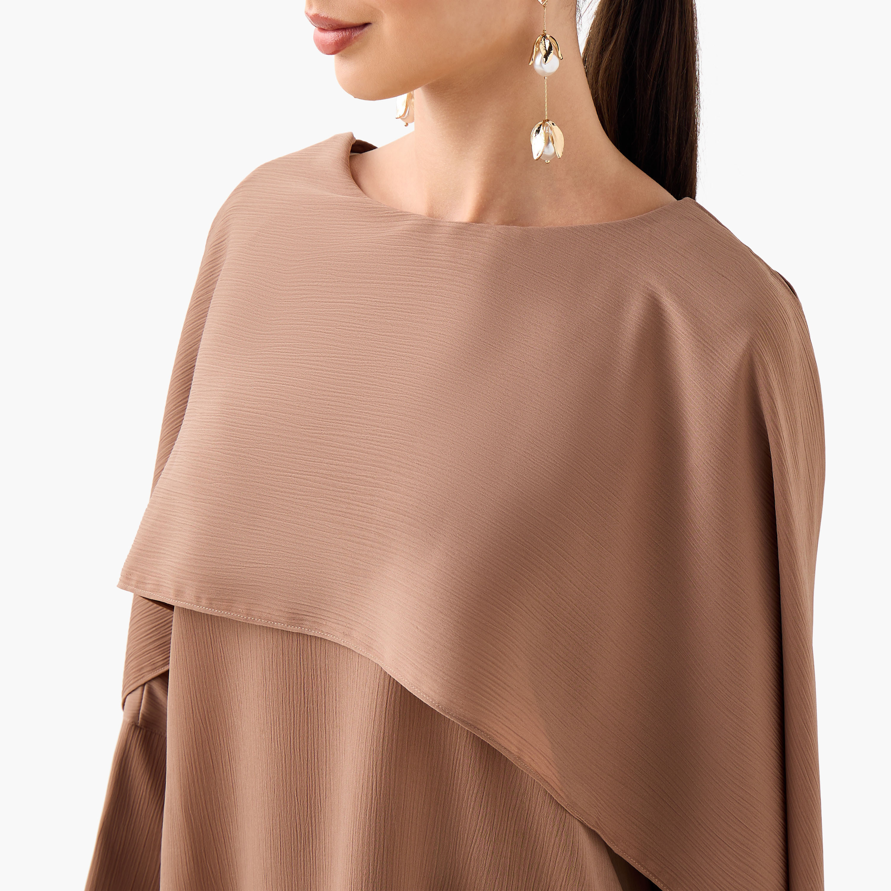 FYOR Textured Cape Overlay Top and Palazzo Set-women-clothing-coordsets-image-5
