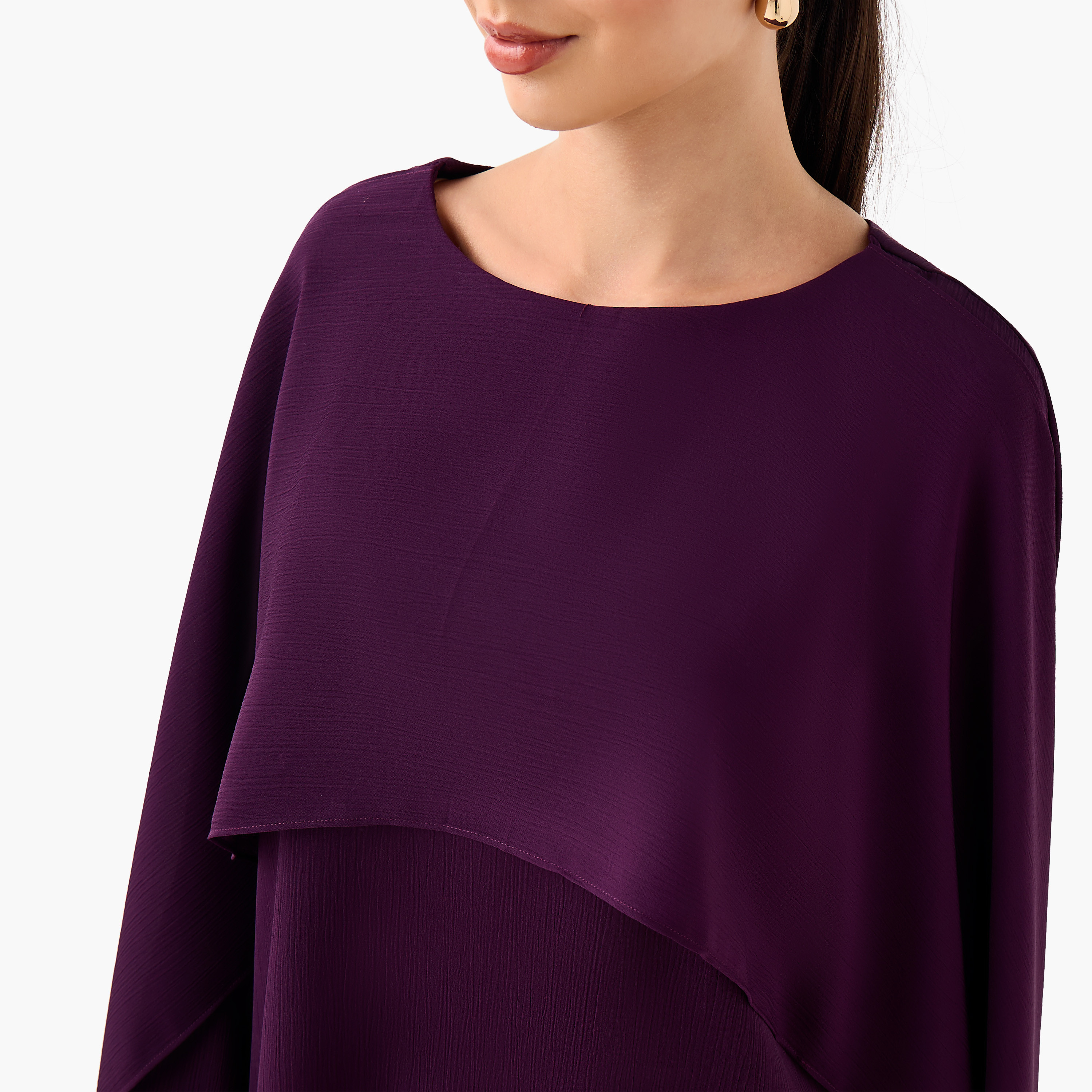 طقم بنطلون بلازو وبلوزة بكاب بارز الملمس من فيور-women-clothing-coordsets-image-11