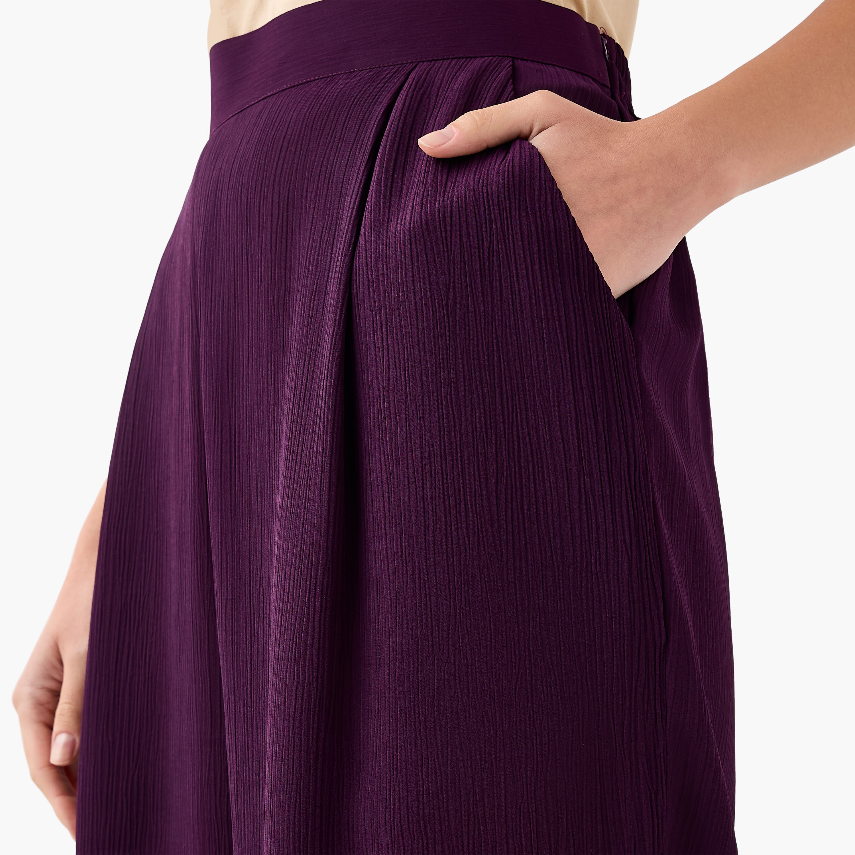 طقم بنطلون بلازو وبلوزة بكاب بارز الملمس من فيور-women-clothing-coordsets-image-12
