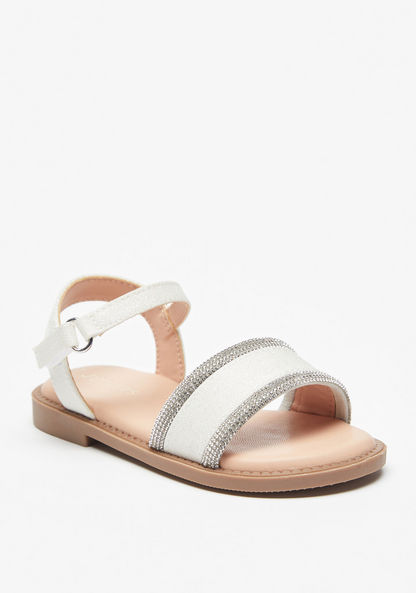 Juniors Textured Sandals with Hook and Loop Closure-Girl%27s Sandals-image-0