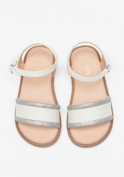 Juniors Textured Sandals with Hook and Loop Closure-Girl%27s Sandals-image-2
