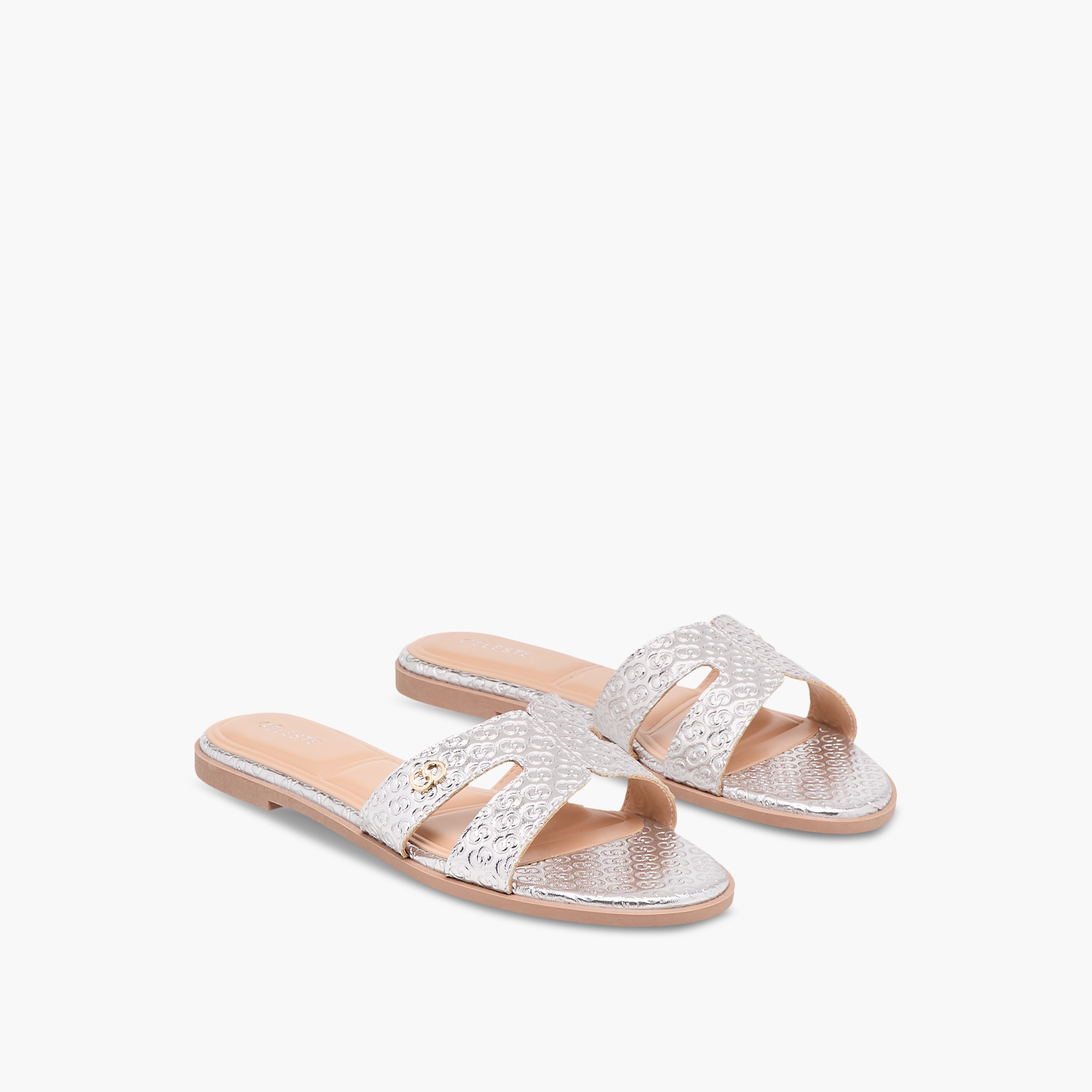 Celeste Women's Monogram Emobossed Slip-On Flat Sandals-women-shoes-flats-sandals-image-1