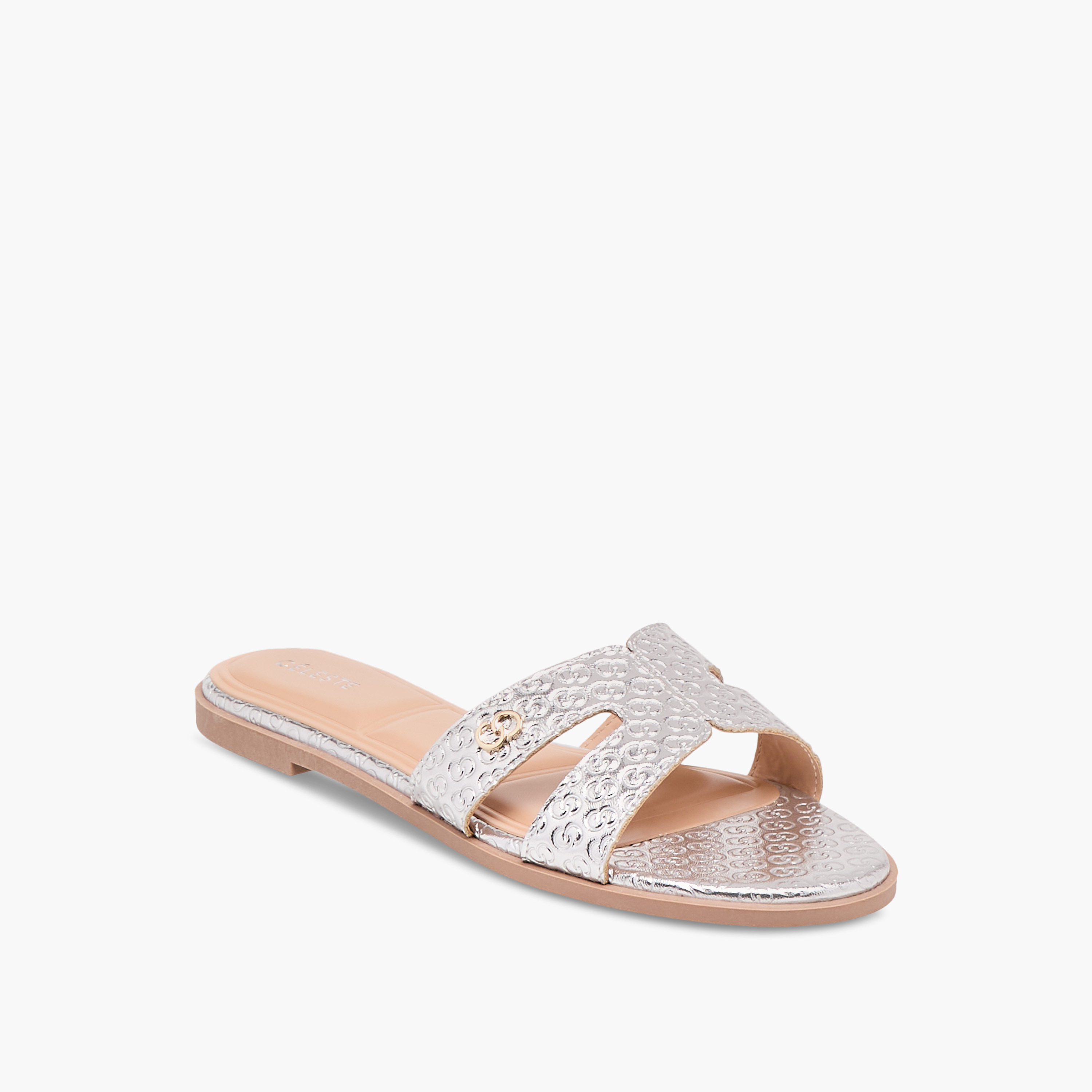 صندل مسطح سهل الارتداء بنقوش مونوجرام للنساء من سيليست-women-shoes-flats-sandals-image-7