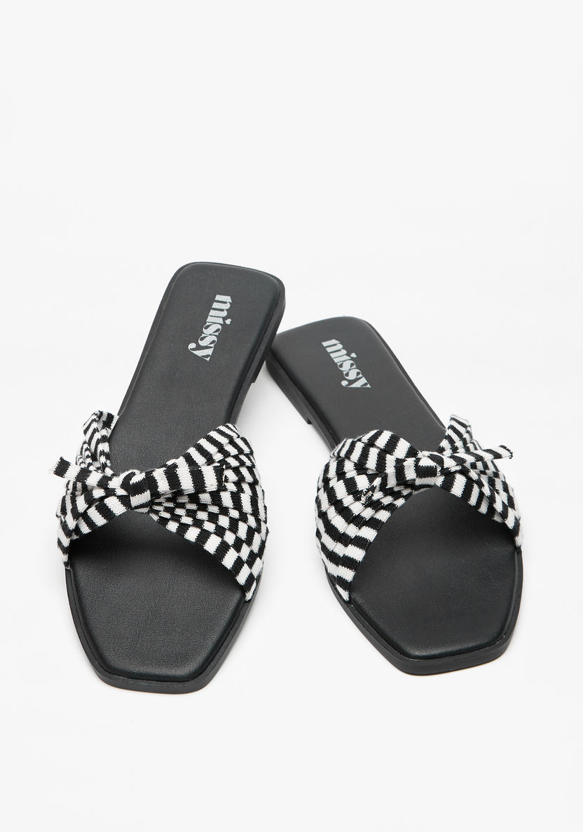 Missy Striped Slip-On Slide Sandals-Women%27s Flat Sandals-image-1